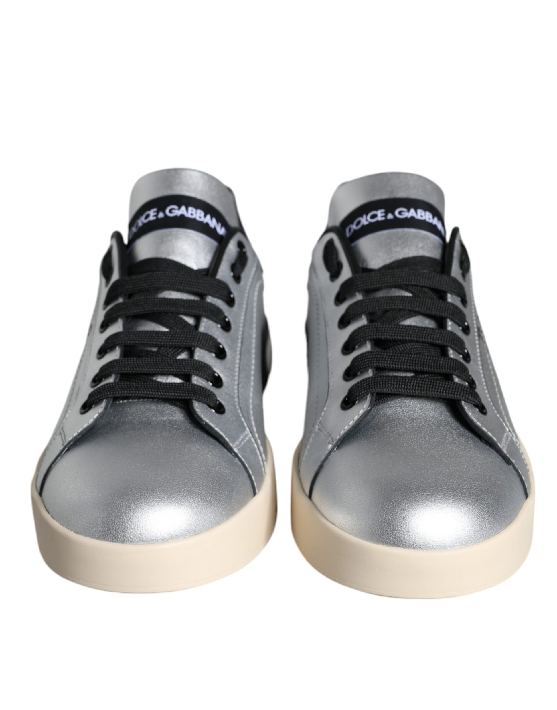 Silberne Portofino-Sneakers aus Kalbsleder