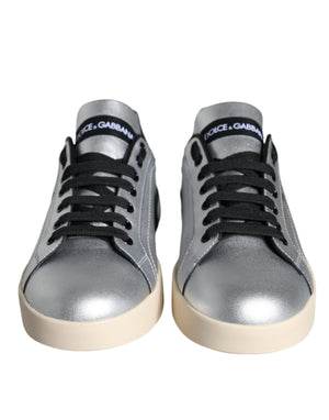 Silberne Portofino-Sneakers aus Kalbsleder