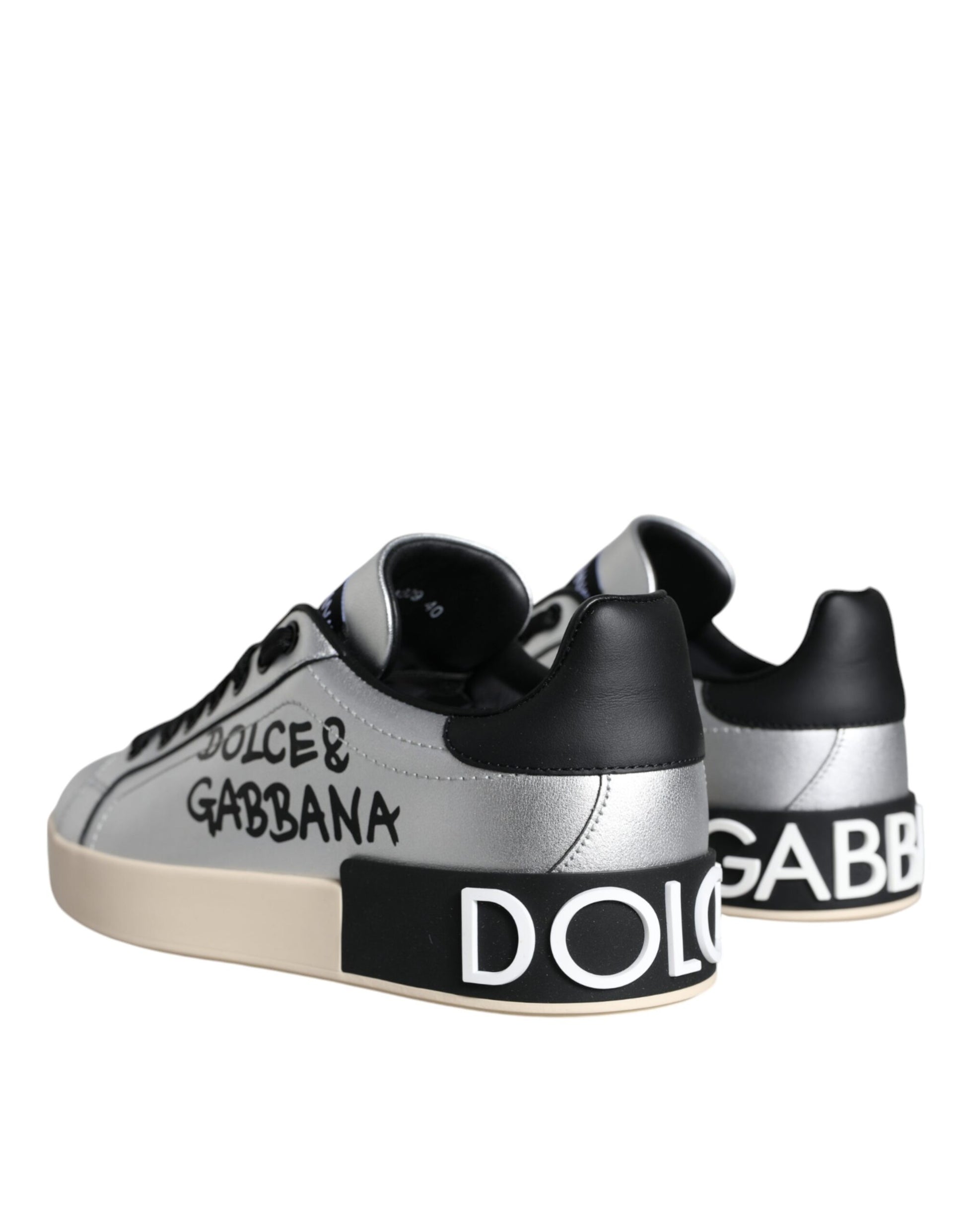 Silberne Portofino-Sneakers aus Kalbsleder