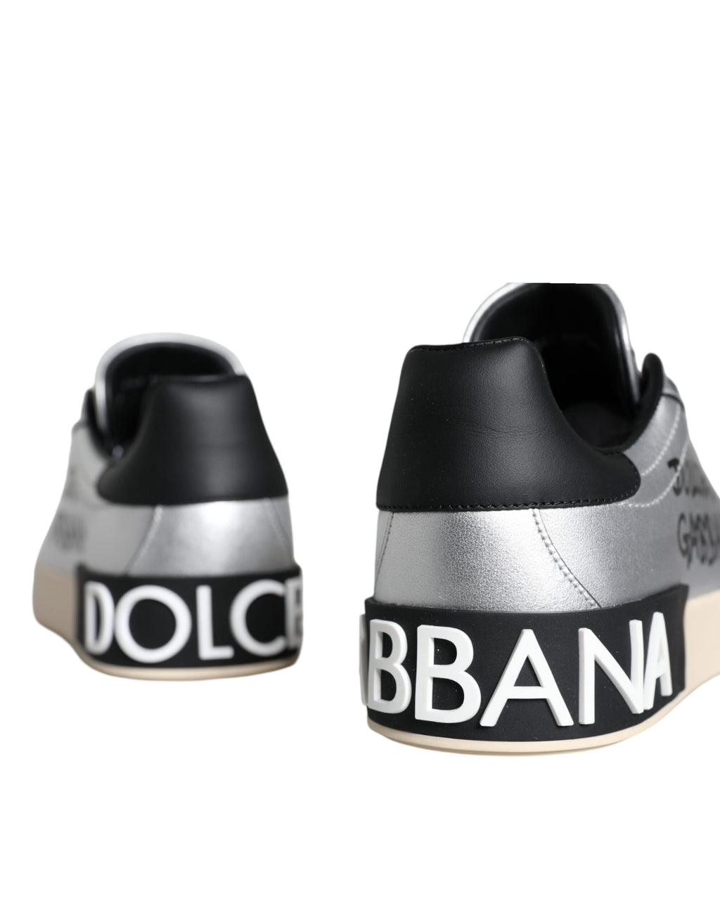 Silberne Portofino-Sneakers aus Kalbsleder