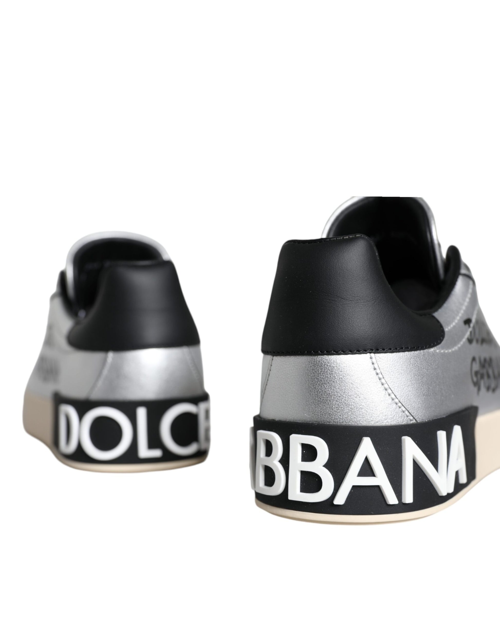 Silberne Portofino-Sneakers aus Kalbsleder