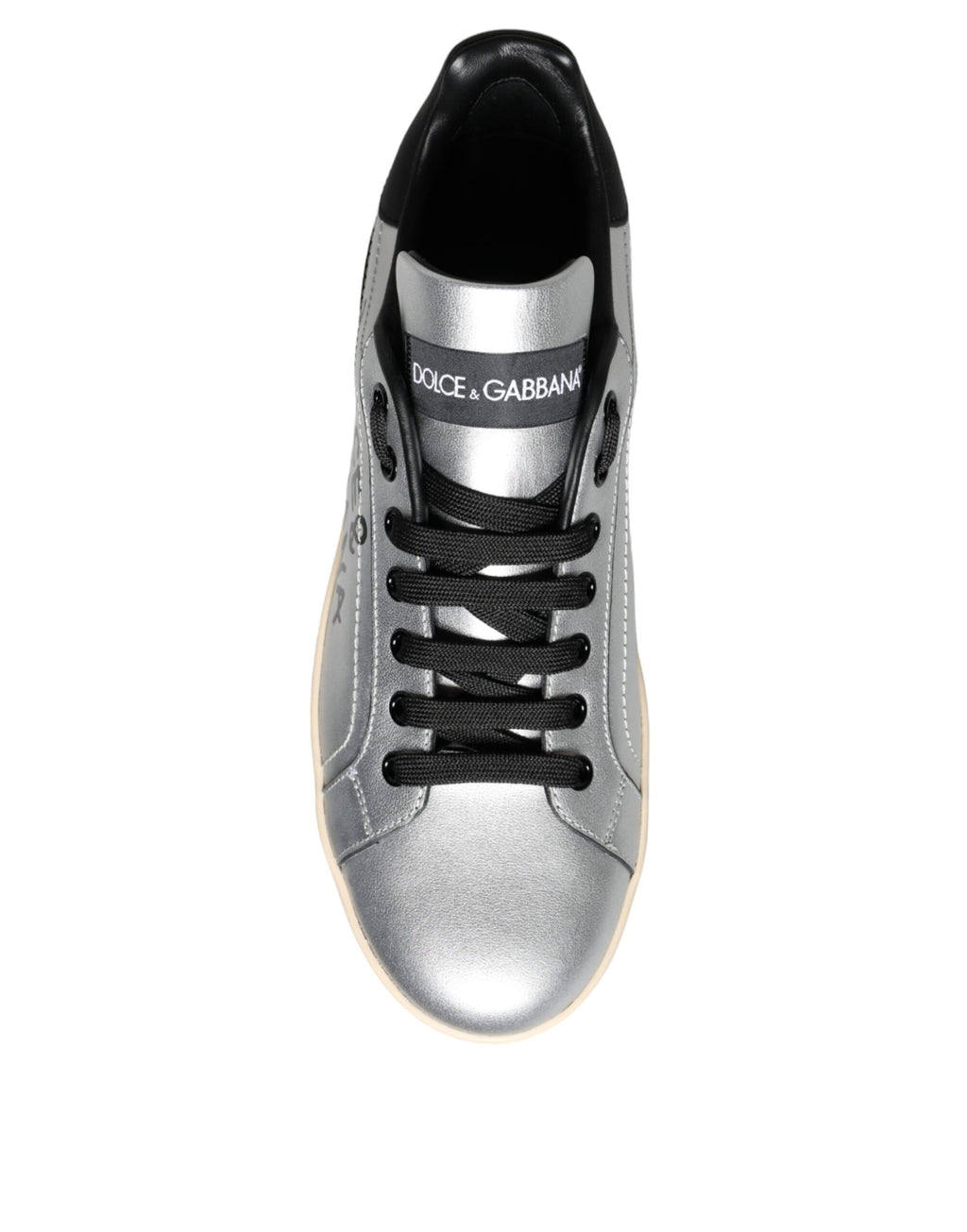 Silberne Portofino-Sneakers aus Kalbsleder