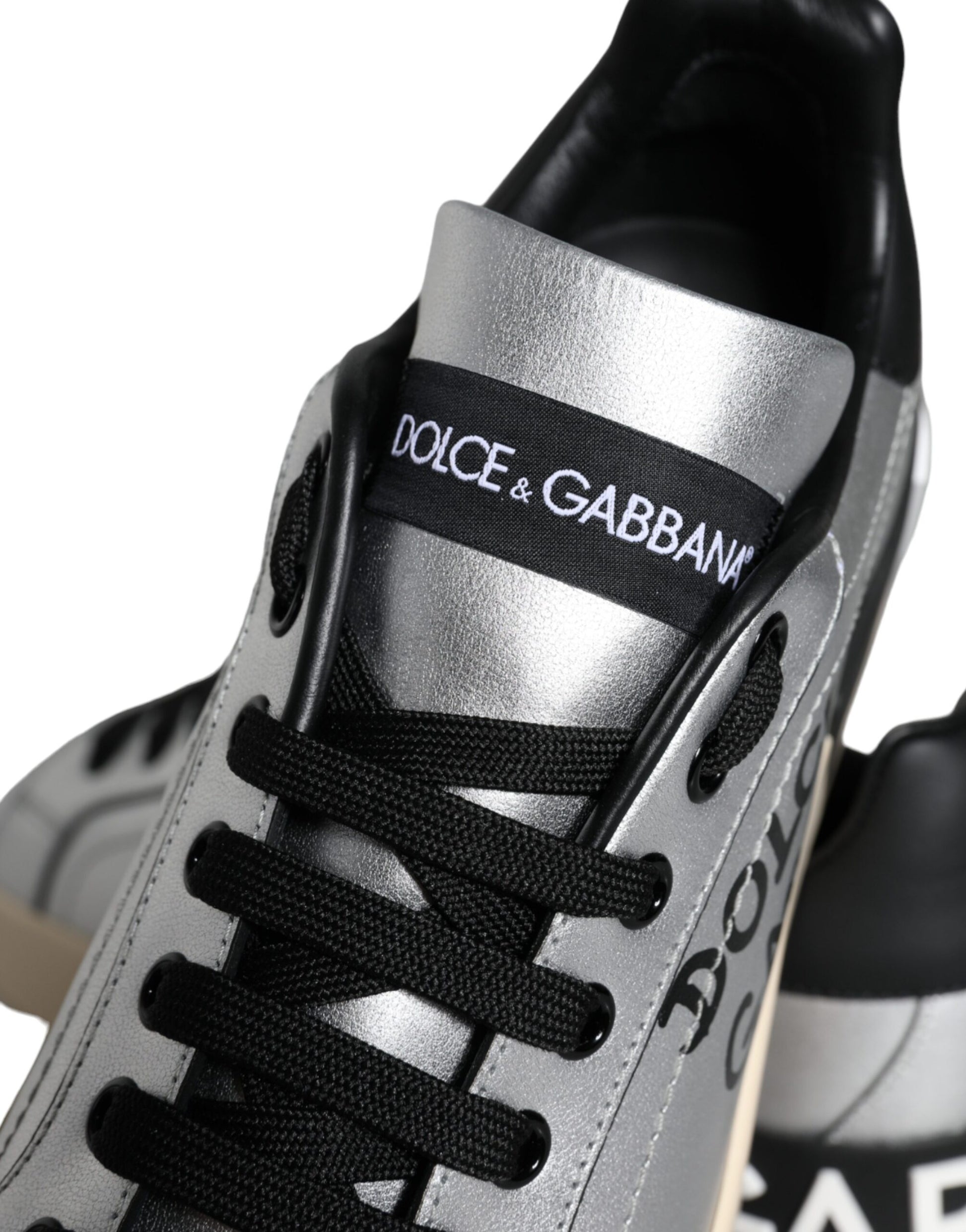 Silberne Portofino-Sneakers aus Kalbsleder