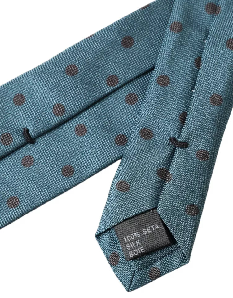 Grün-schwarze, gepunktete Seidenkrawatte für Herren, verstellbar