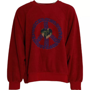 Roter Pullover aus Baumwolle mit Rundhalsausschnitt und Logo