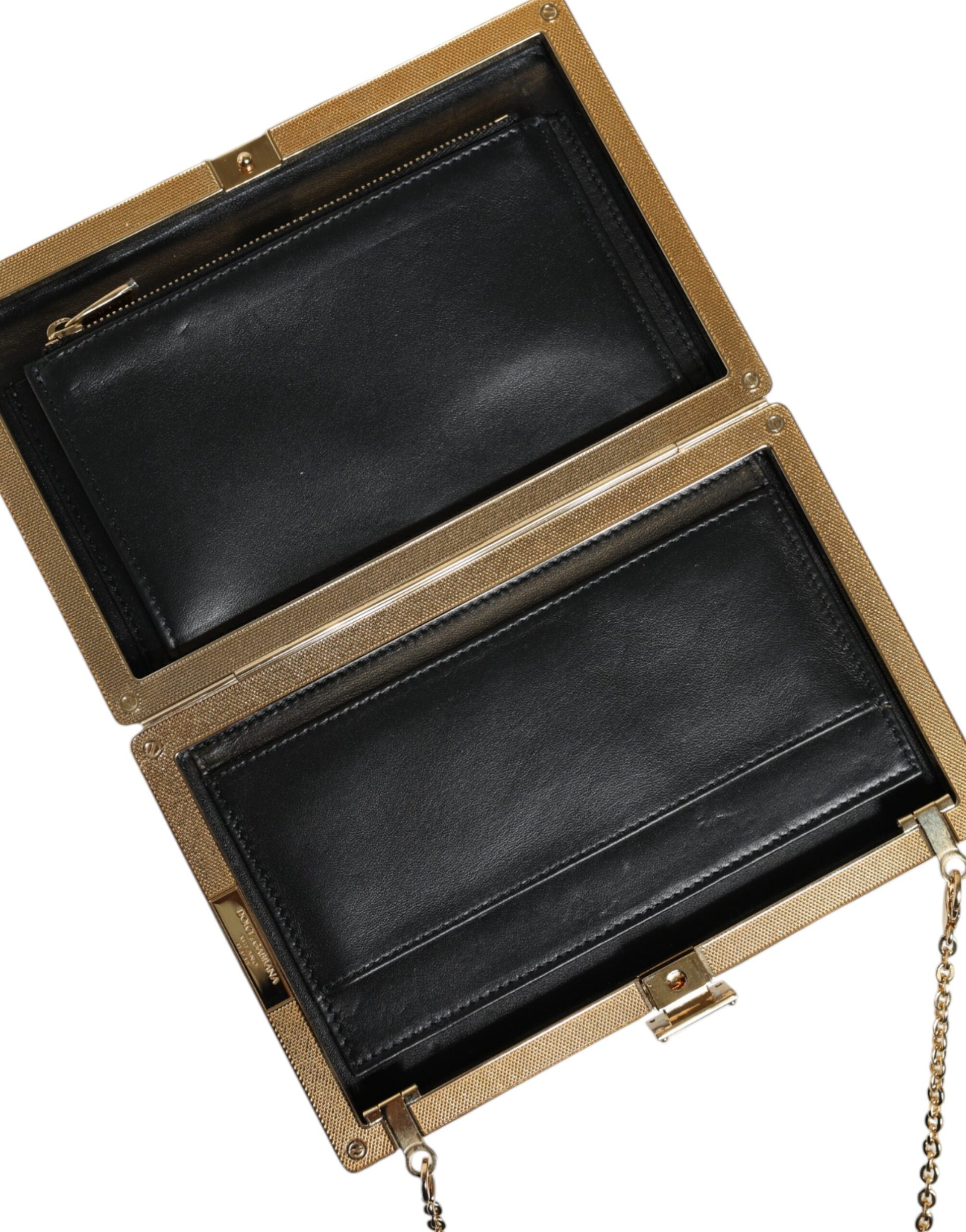 Braune Clutch aus Leder mit goldenem Rahmen, Mini-Umhängetasche