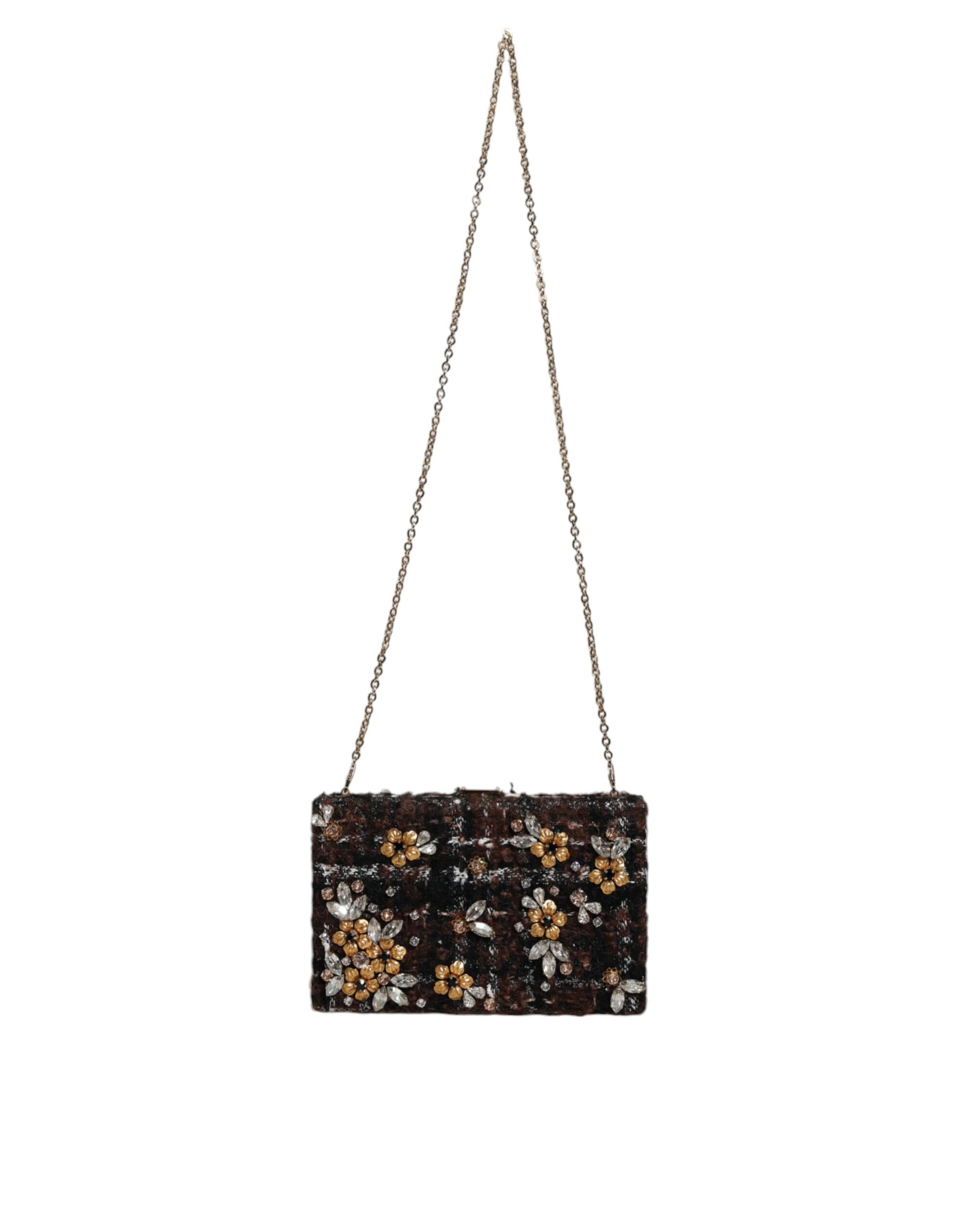 Mehrfarbige Clutch aus Tweed mit Blumenmuster, Abendtasche, Umhängetasche