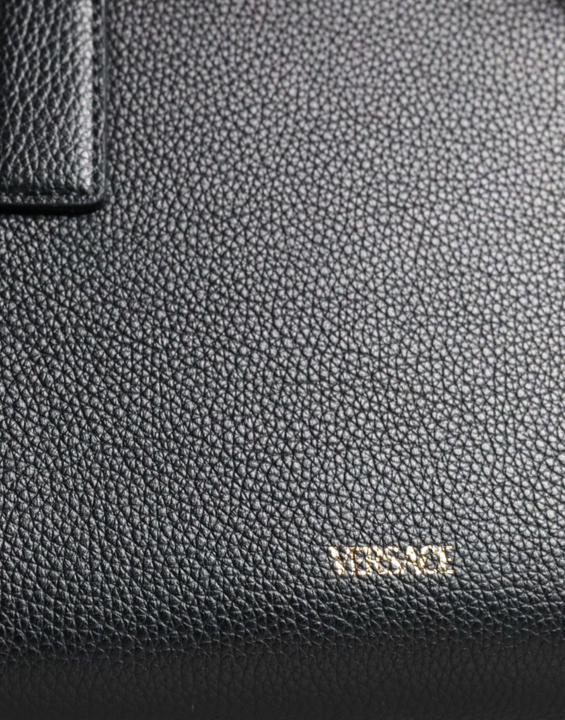 Schwarze kleine Umhängetasche aus Leder mit Henkel