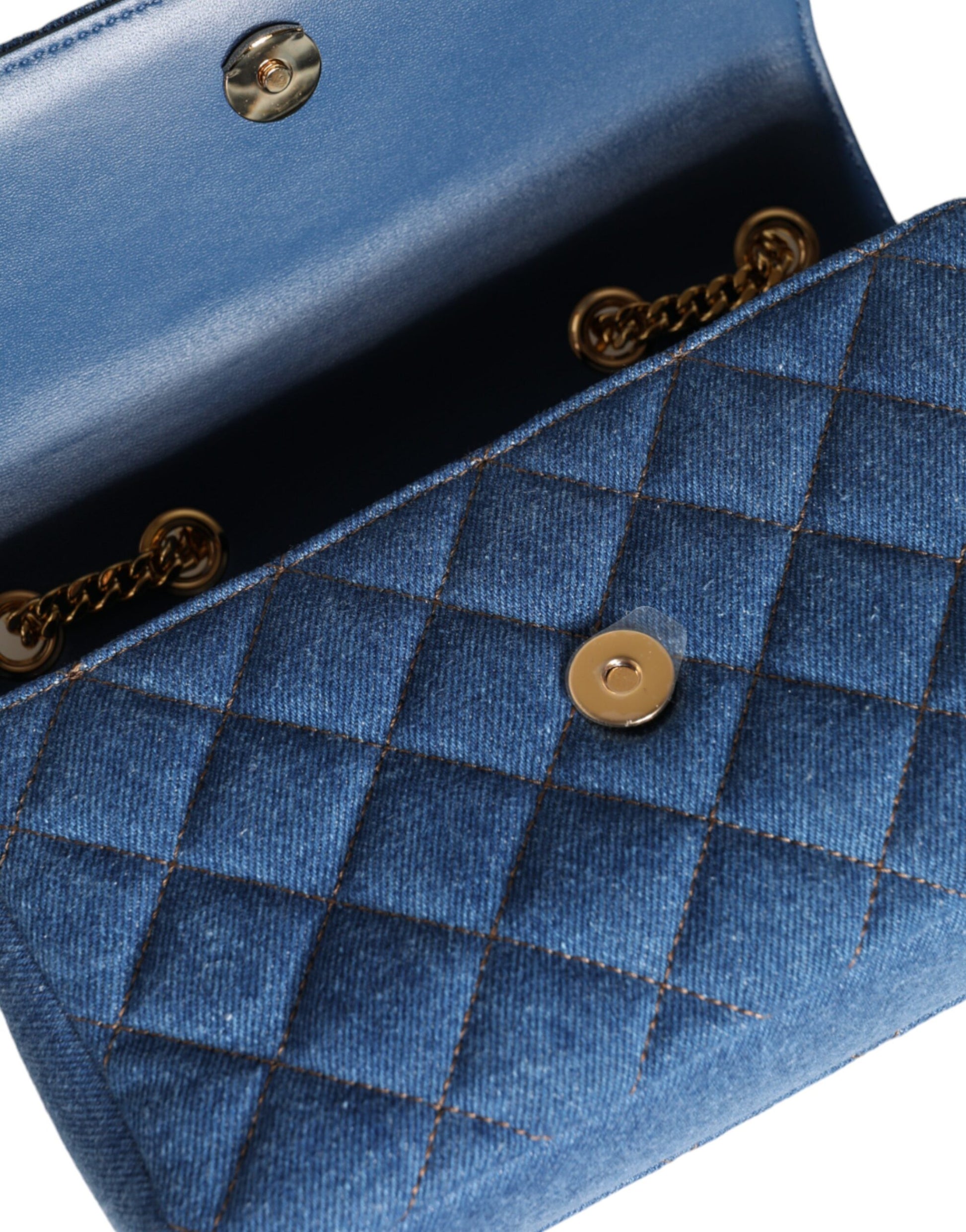 Blaue gesteppte Umhängetasche aus Denim-Leder