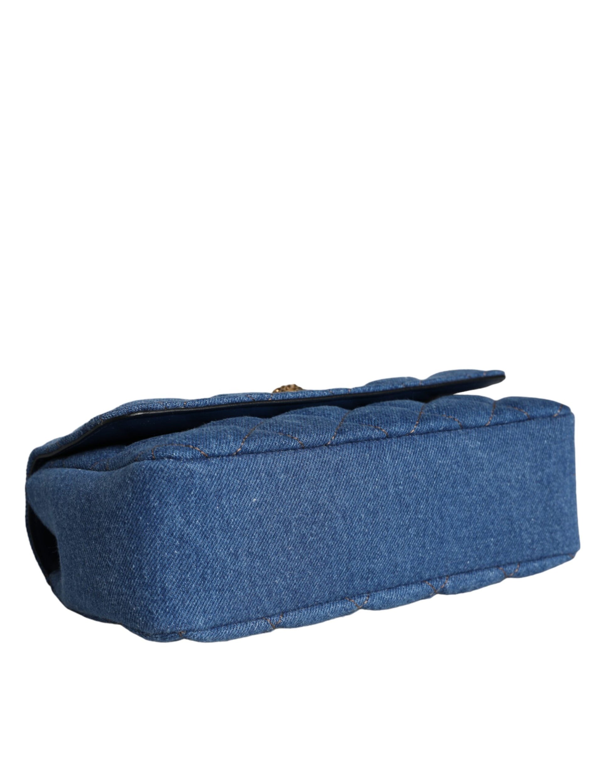 Blaue gesteppte Umhängetasche aus Denim-Leder