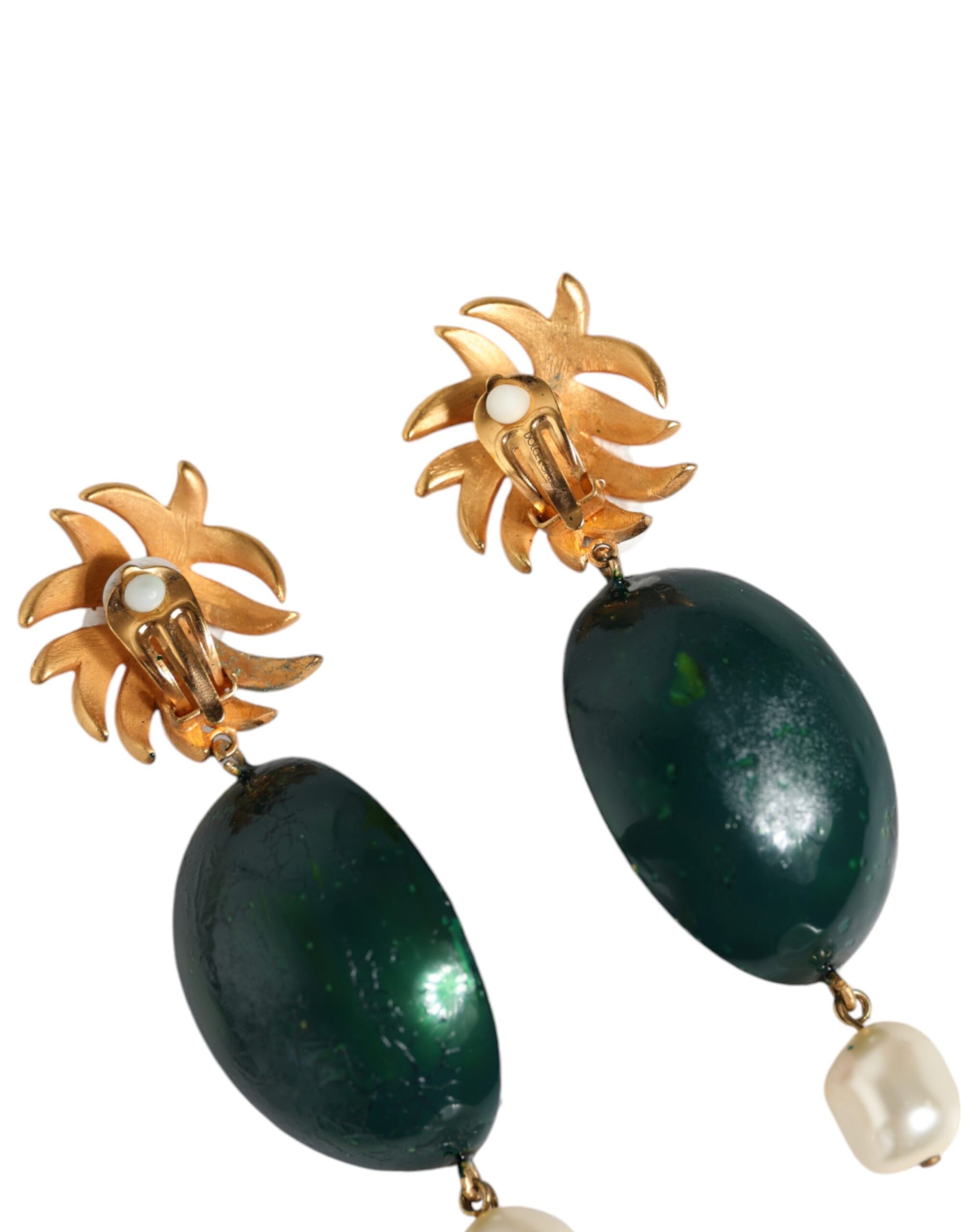Rote Wassermelone Gold Messing Kristall Clip Baumeln Ohrringe