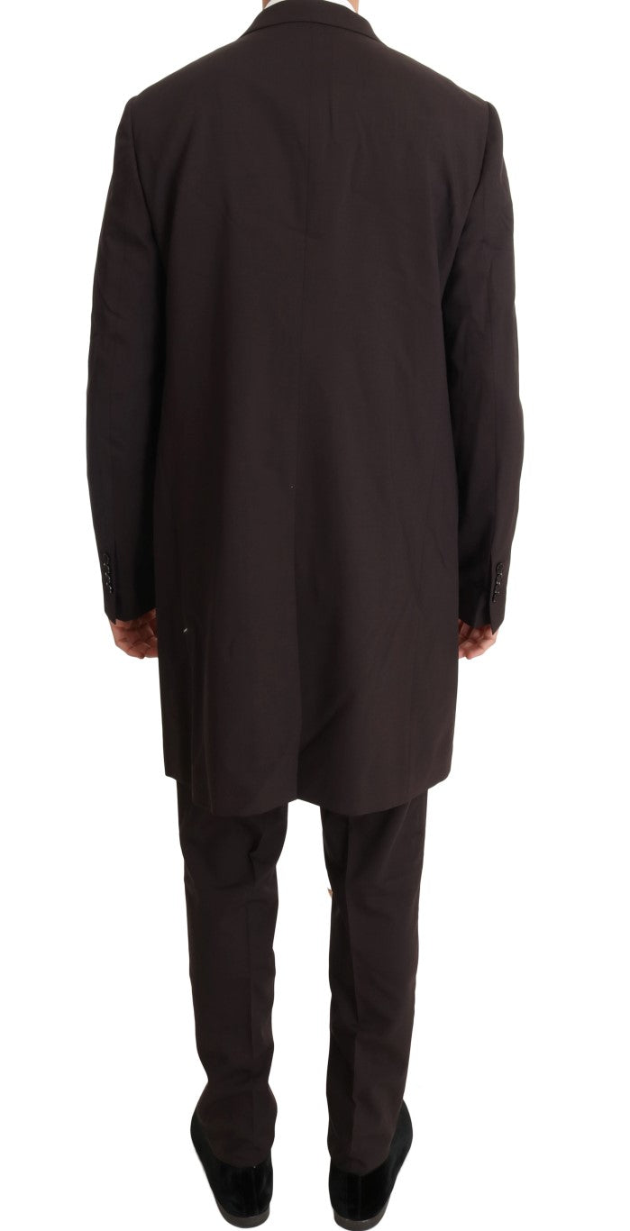 Dolce & Gabbana Bordeaux Wool Stretch Long 3 Piece Suit