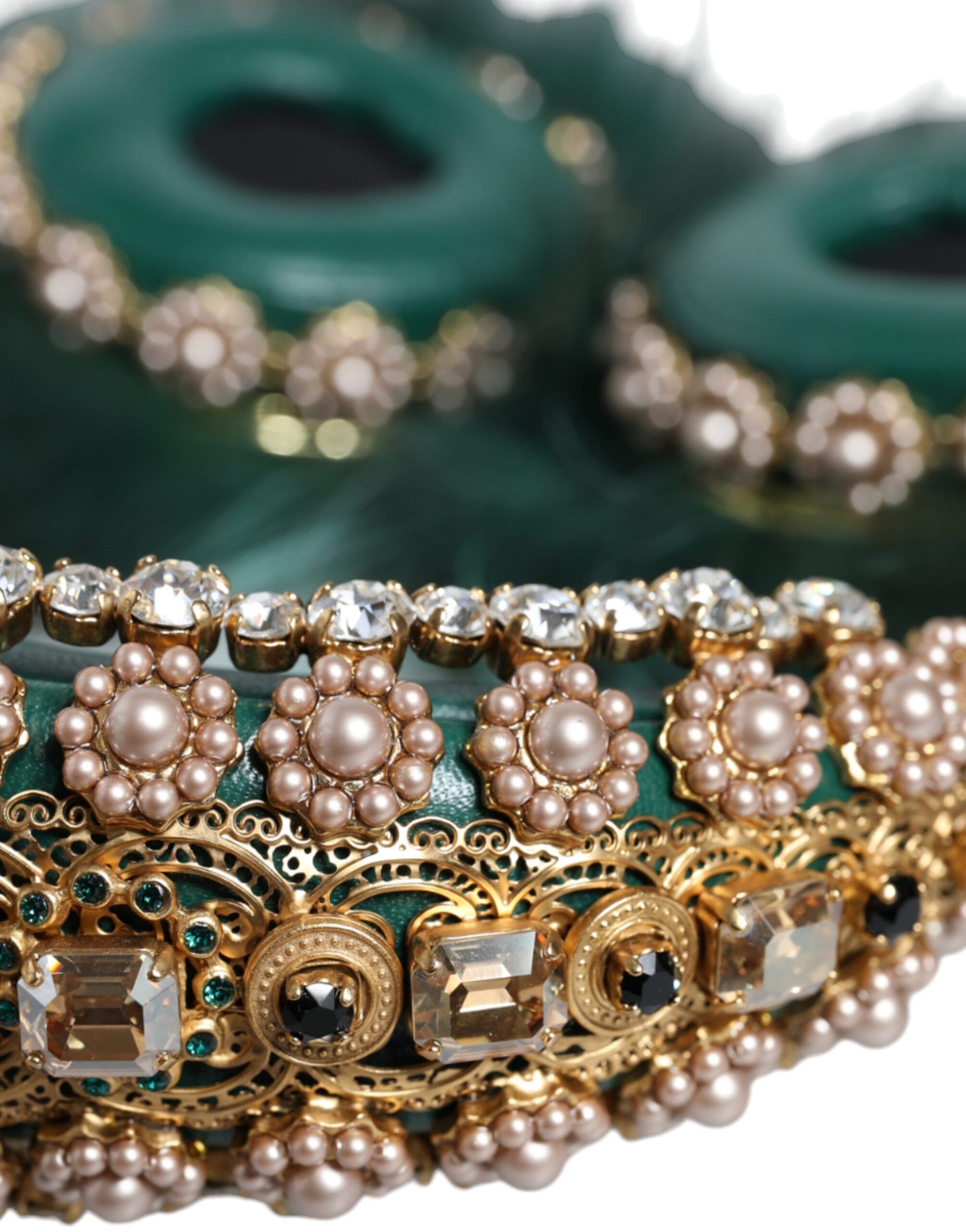 Grün Gold Crystal Fur Headset Audio AUX Kopfhörer