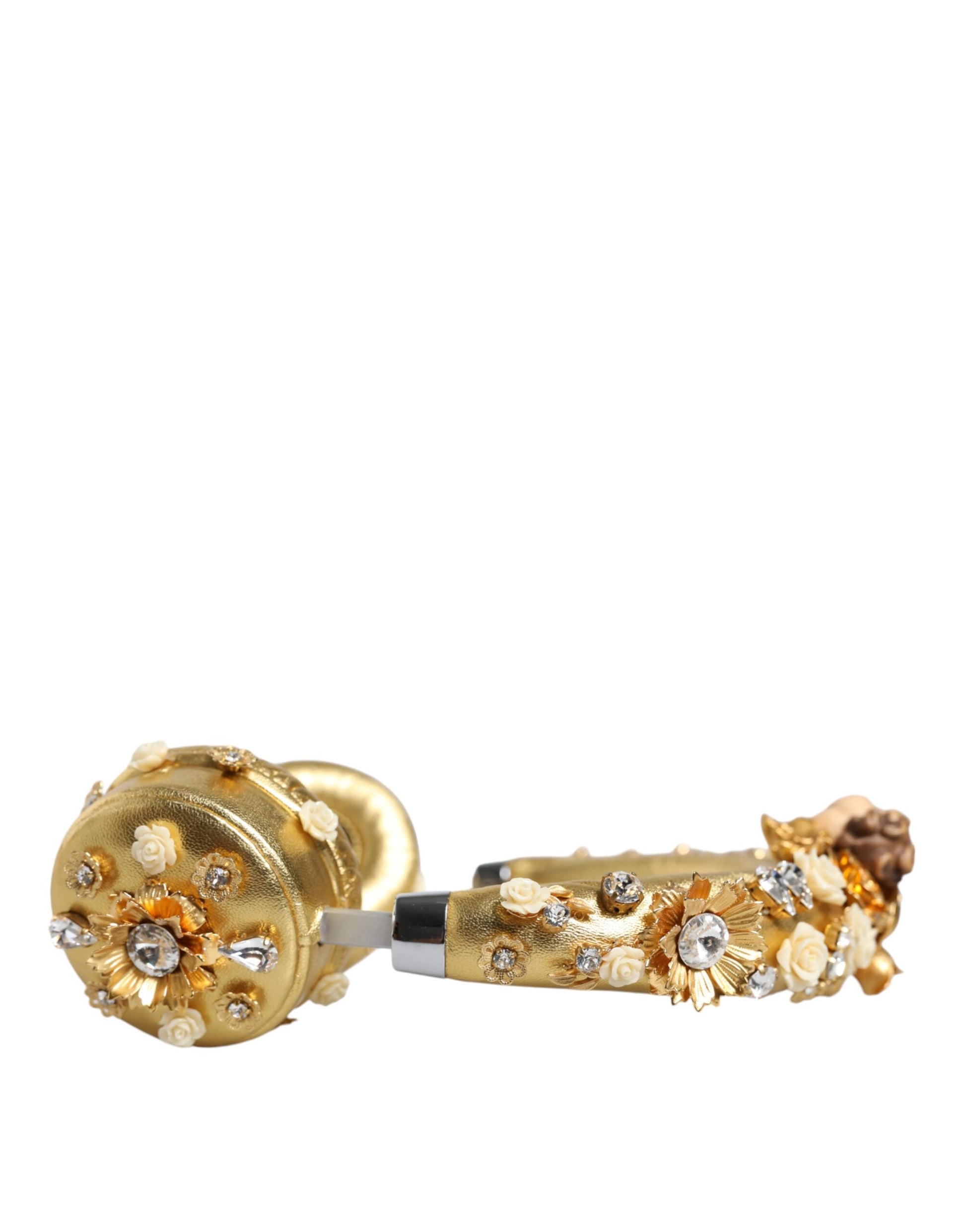 Gold Leder Floral Crystal Angel Headset Kopfhörer