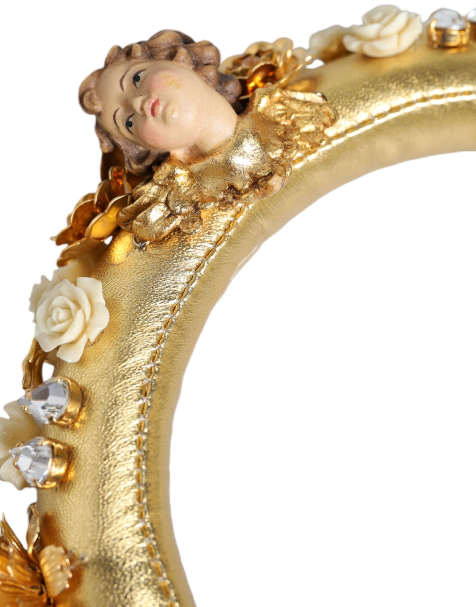 Gold Leder Floral Crystal Angel Headset Kopfhörer