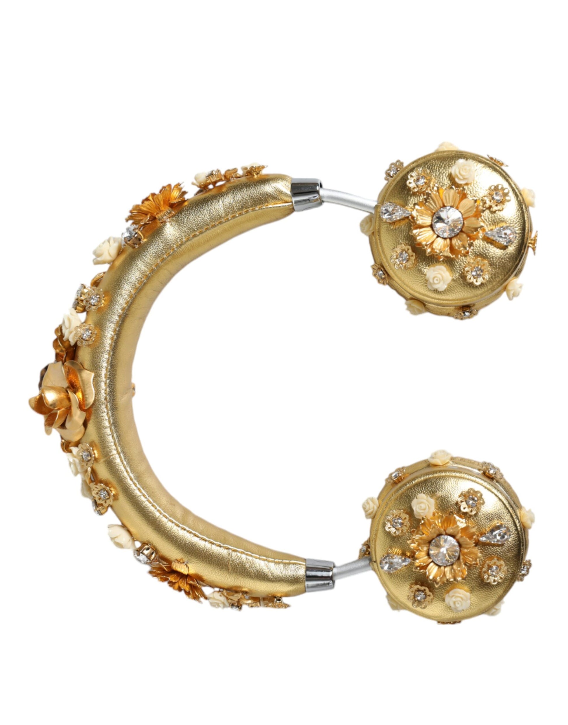 Gold Leder Floral Crystal Angel Headset Kopfhörer