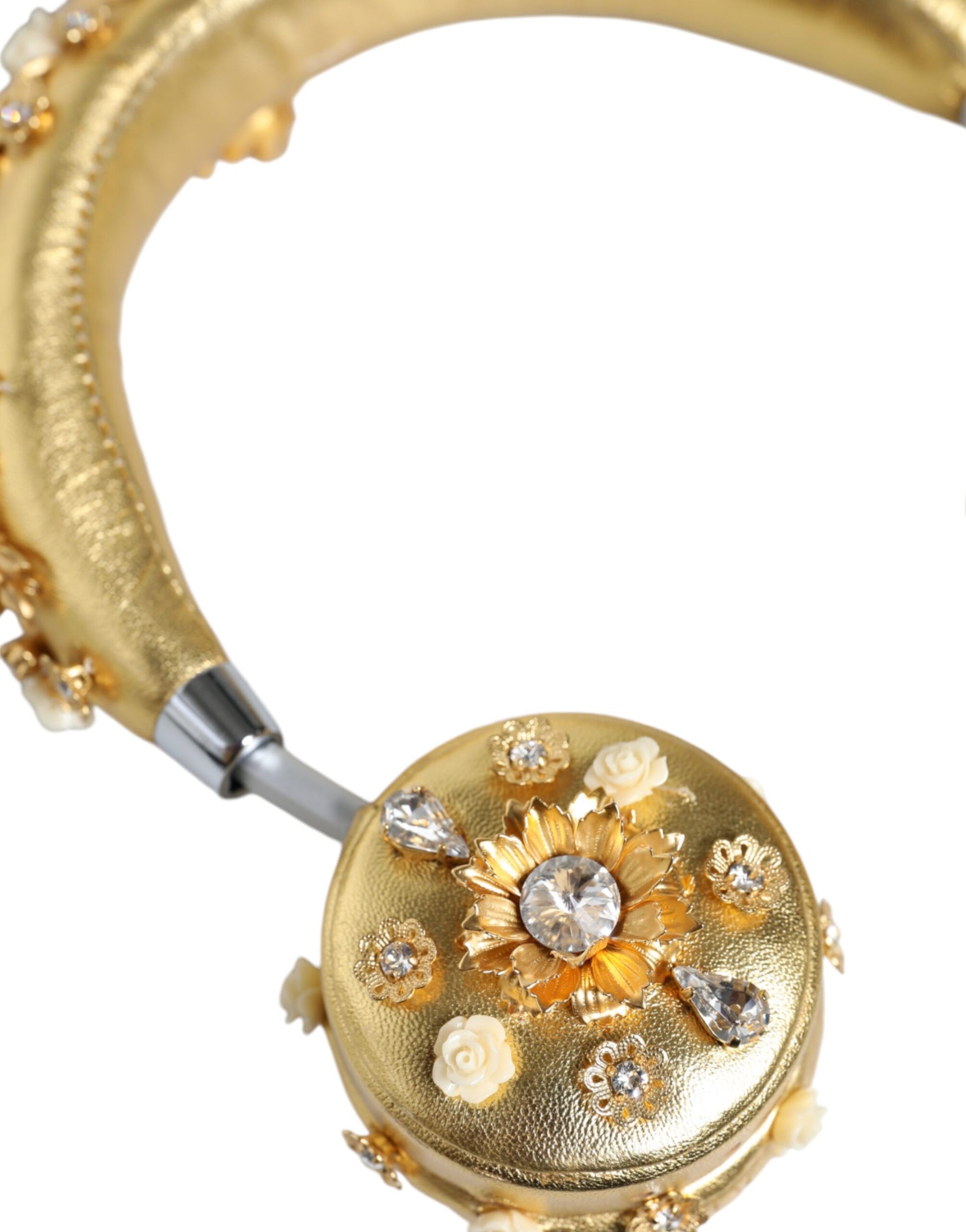 Gold Leder Floral Crystal Angel Headset Kopfhörer