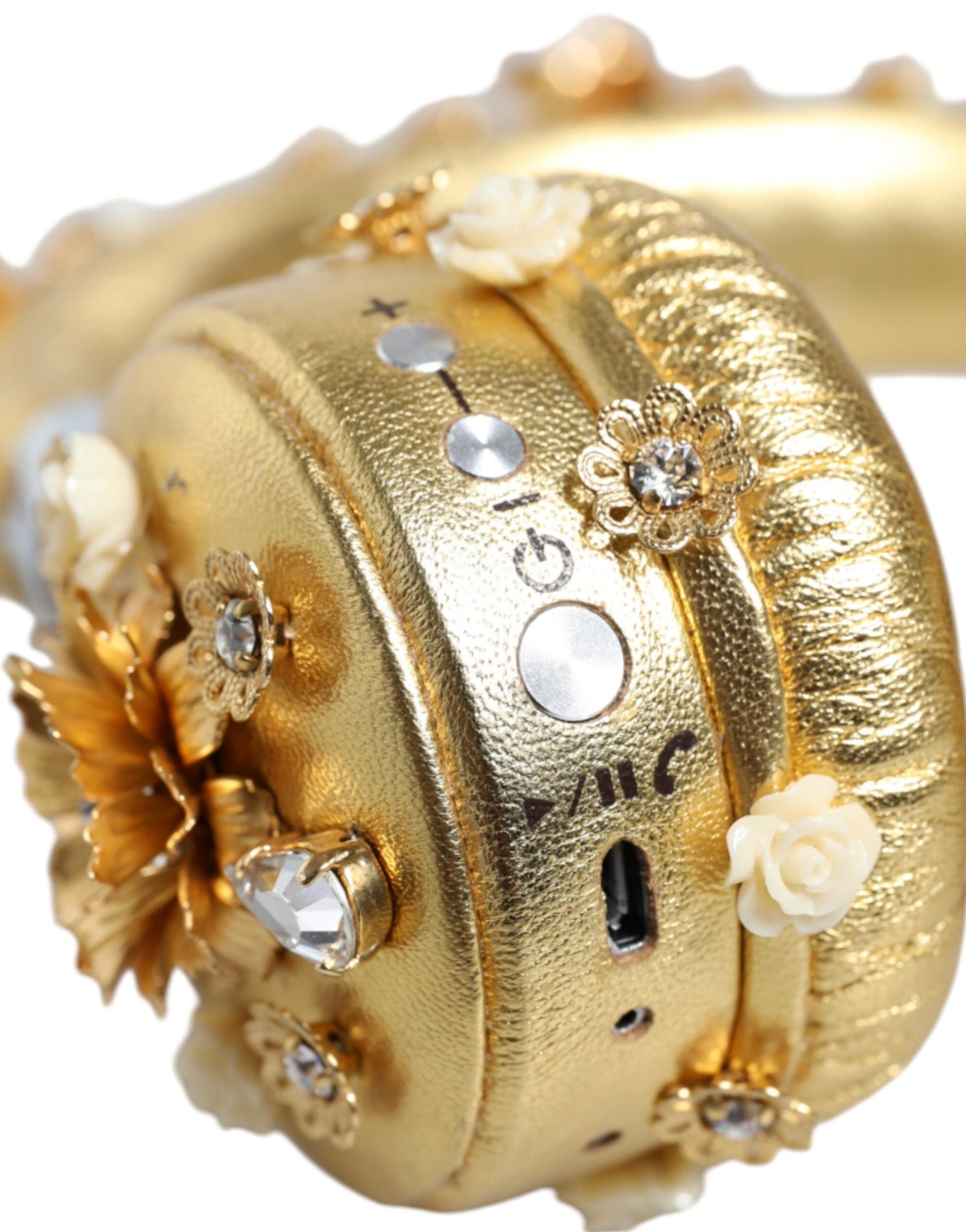 Gold Leder Floral Crystal Angel Headset Kopfhörer