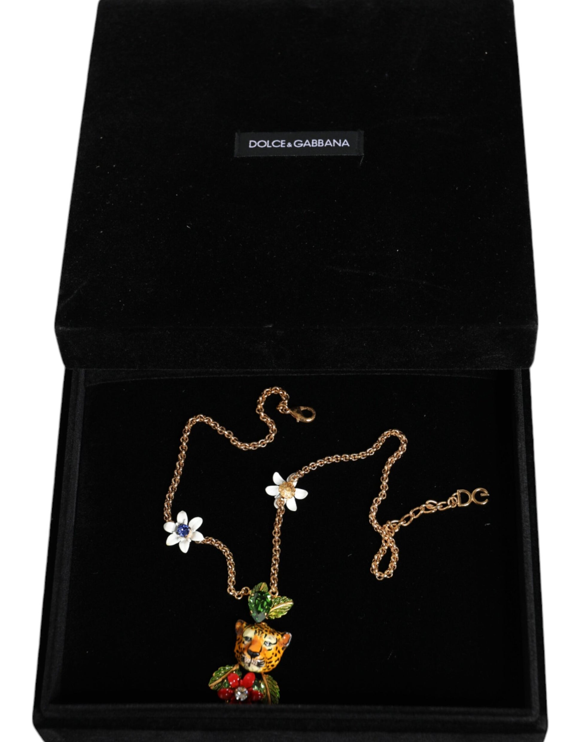 Statement-Halskette aus goldfarbenem Messing mit Leopardenblumenverzierung