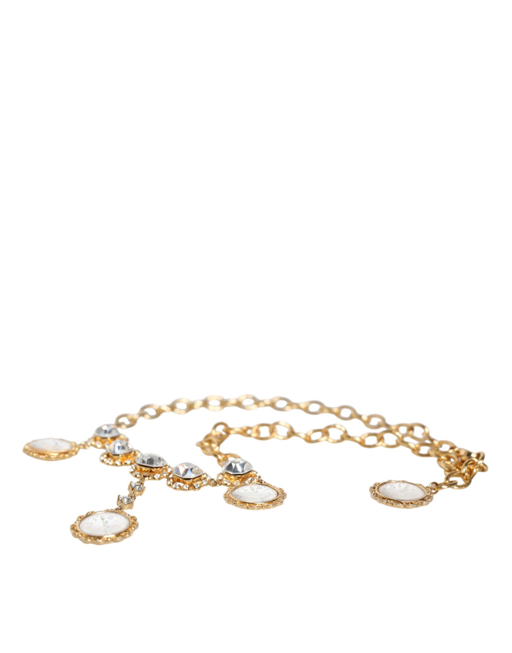 Statement-Halskette mit goldener Kette und Kristalluhr aus Messing