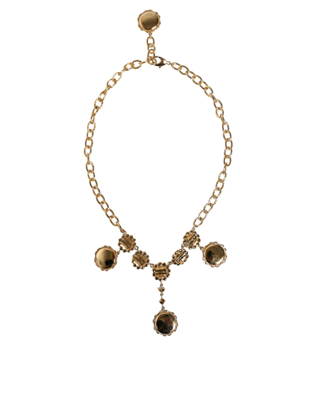 Statement-Halskette mit goldener Kette und Kristalluhr aus Messing