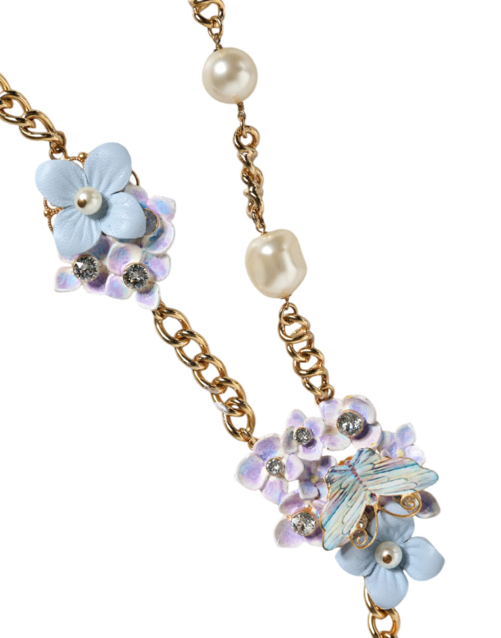 Goldkette Messing Floral Layered Crystal Pearl Halskette