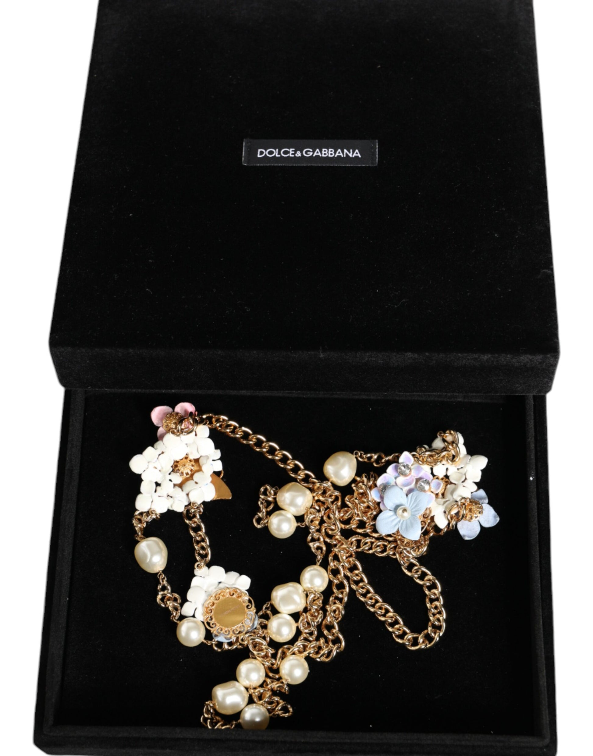 Goldkette Messing Floral Layered Crystal Pearl Halskette