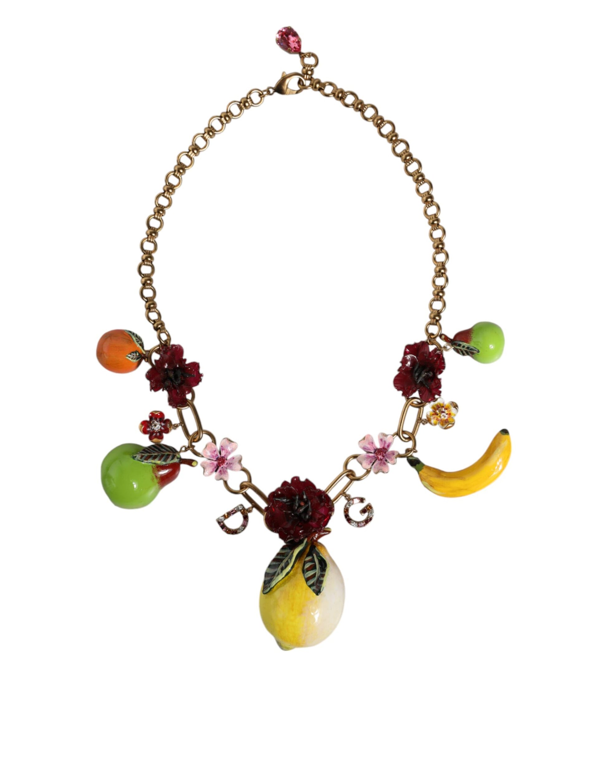 Gold Messing Obst Anhänger Blumen Kristall Logo Halskette