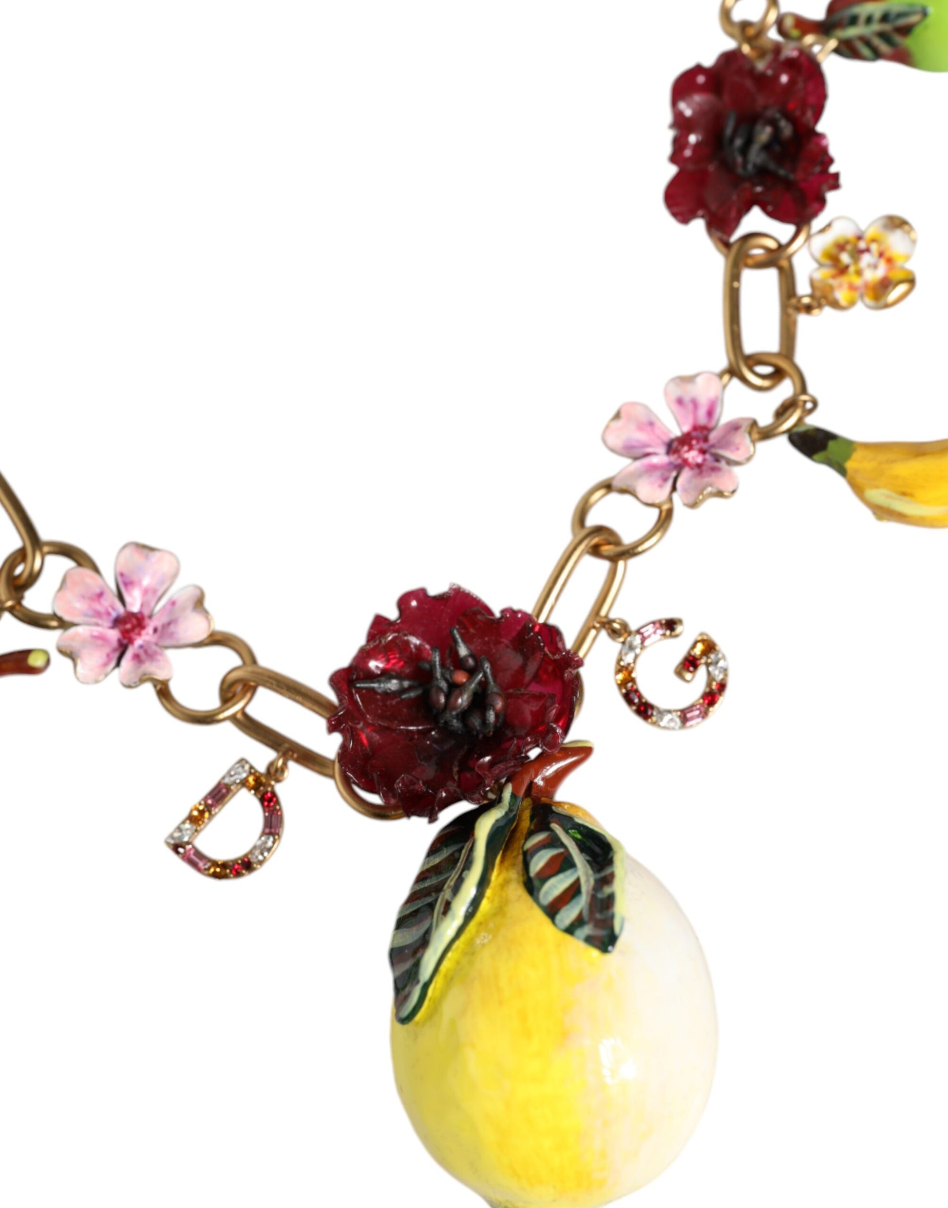 Gold Messing Obst Anhänger Blumen Kristall Logo Halskette