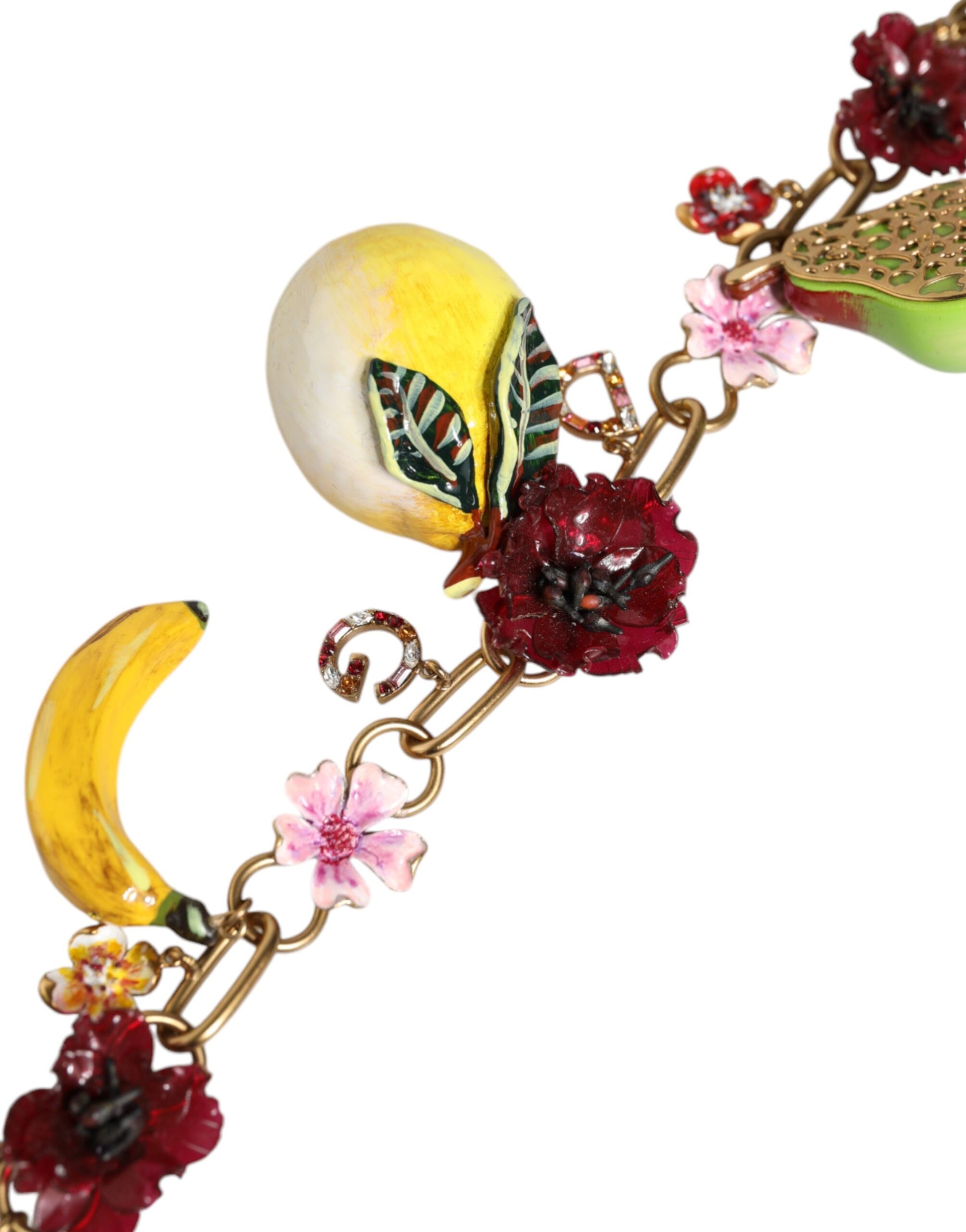 Gold Messing Obst Anhänger Blumen Kristall Logo Halskette