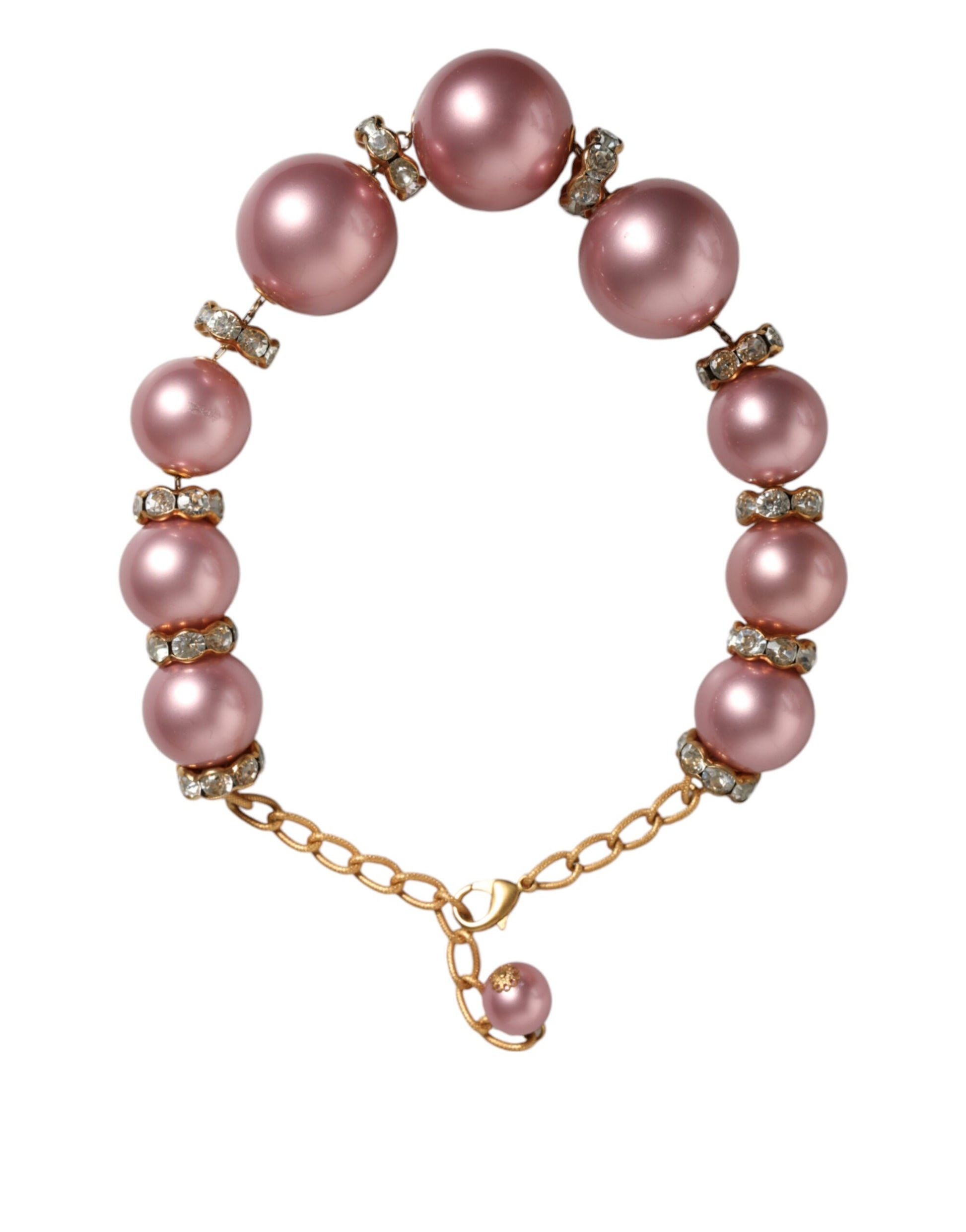 Rosa Maxi Faux Perlen Perlen Kristalle Gold Kette Halskette