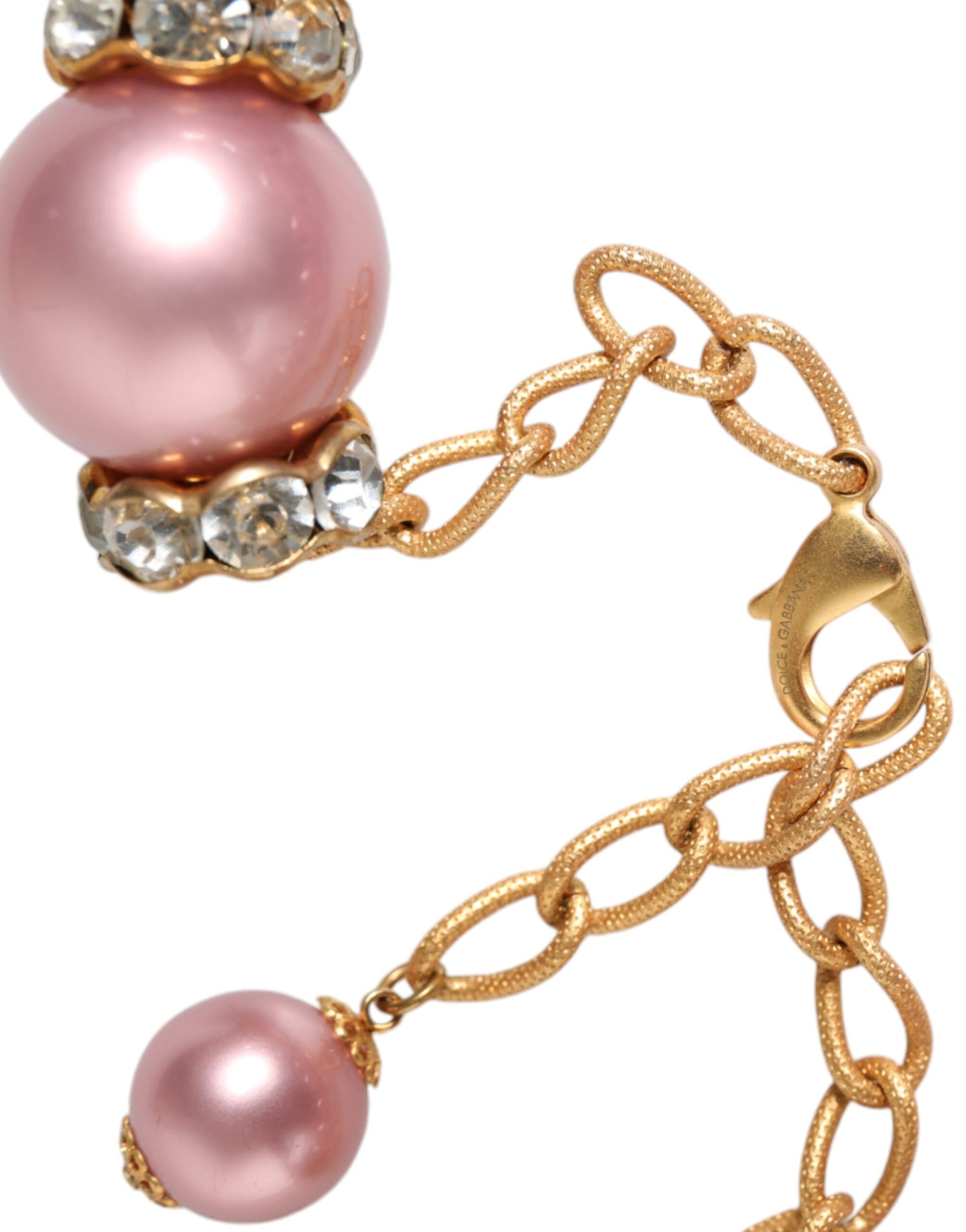 Rosa Maxi Faux Perlen Perlen Kristalle Gold Kette Halskette