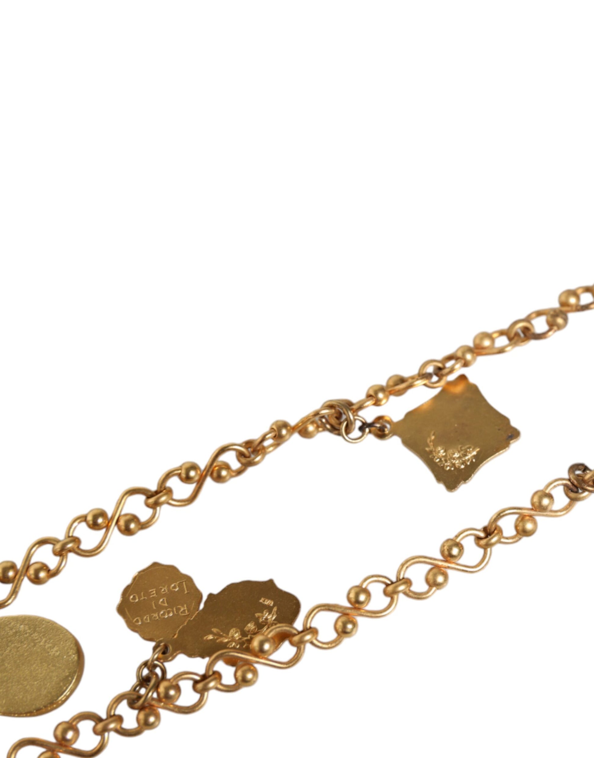 Goldfarbene Messingkette mit religiösem Kreuzanhänger