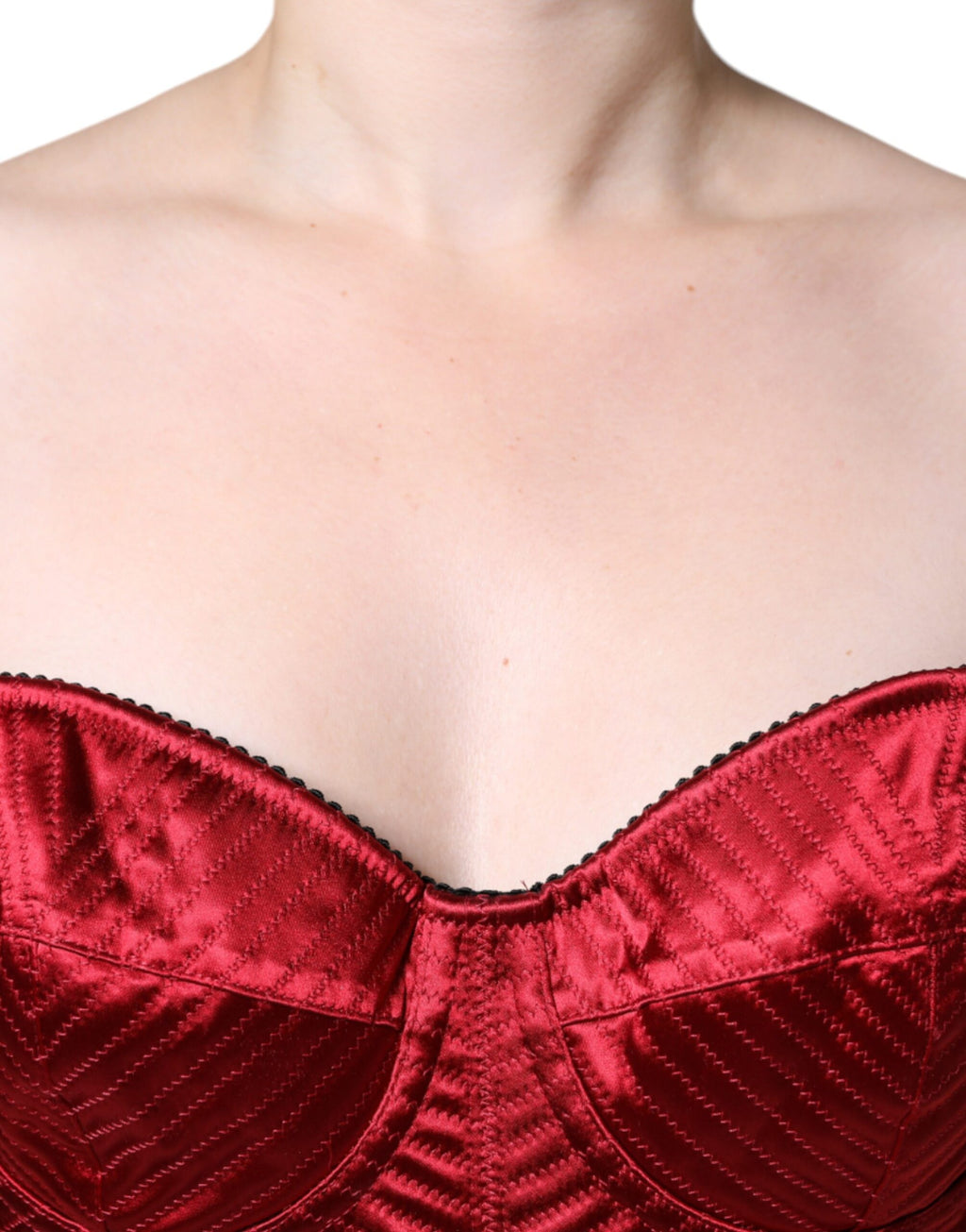 Rotes, figurbetontes Midikleid mit Bustier-Korsett und Spitze
