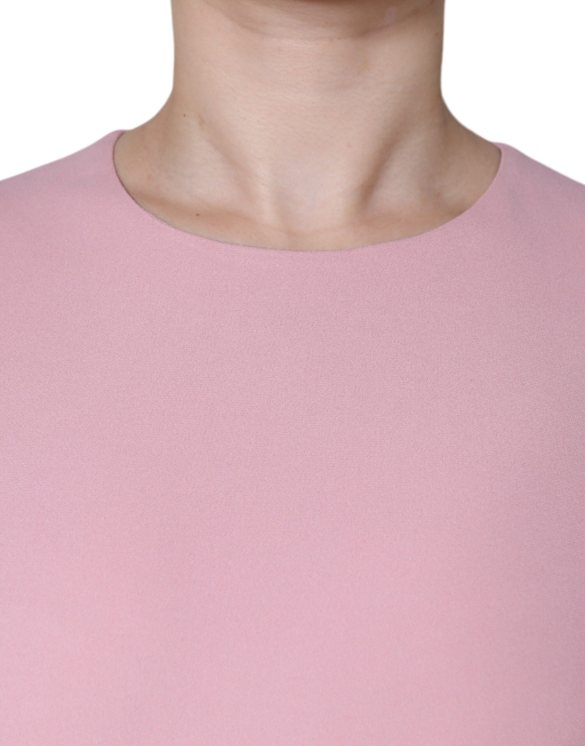 Rosa A-Linien-Kleid aus Viskose mit 3/4-Ärmeln