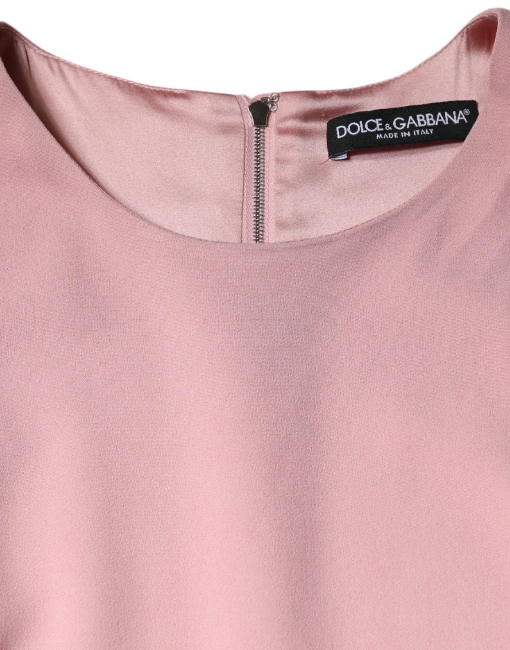 Rosa A-Linien-Kleid aus Viskose mit 3/4-Ärmeln