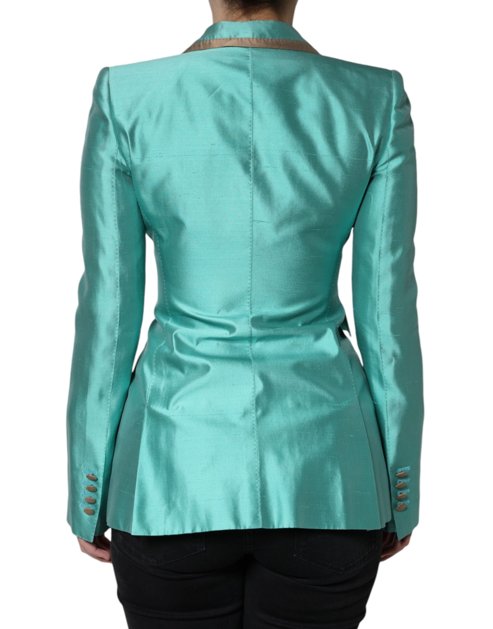 Einreihige Blazerjacke in Metallic-Grün