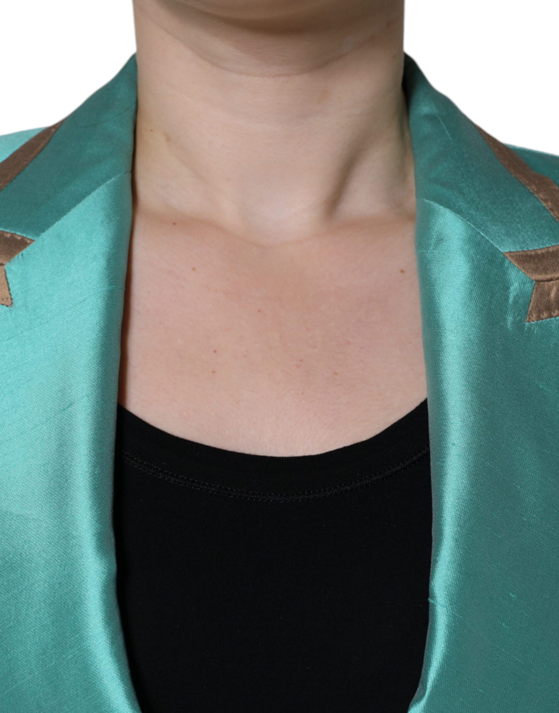 Einreihige Blazerjacke in Metallic-Grün