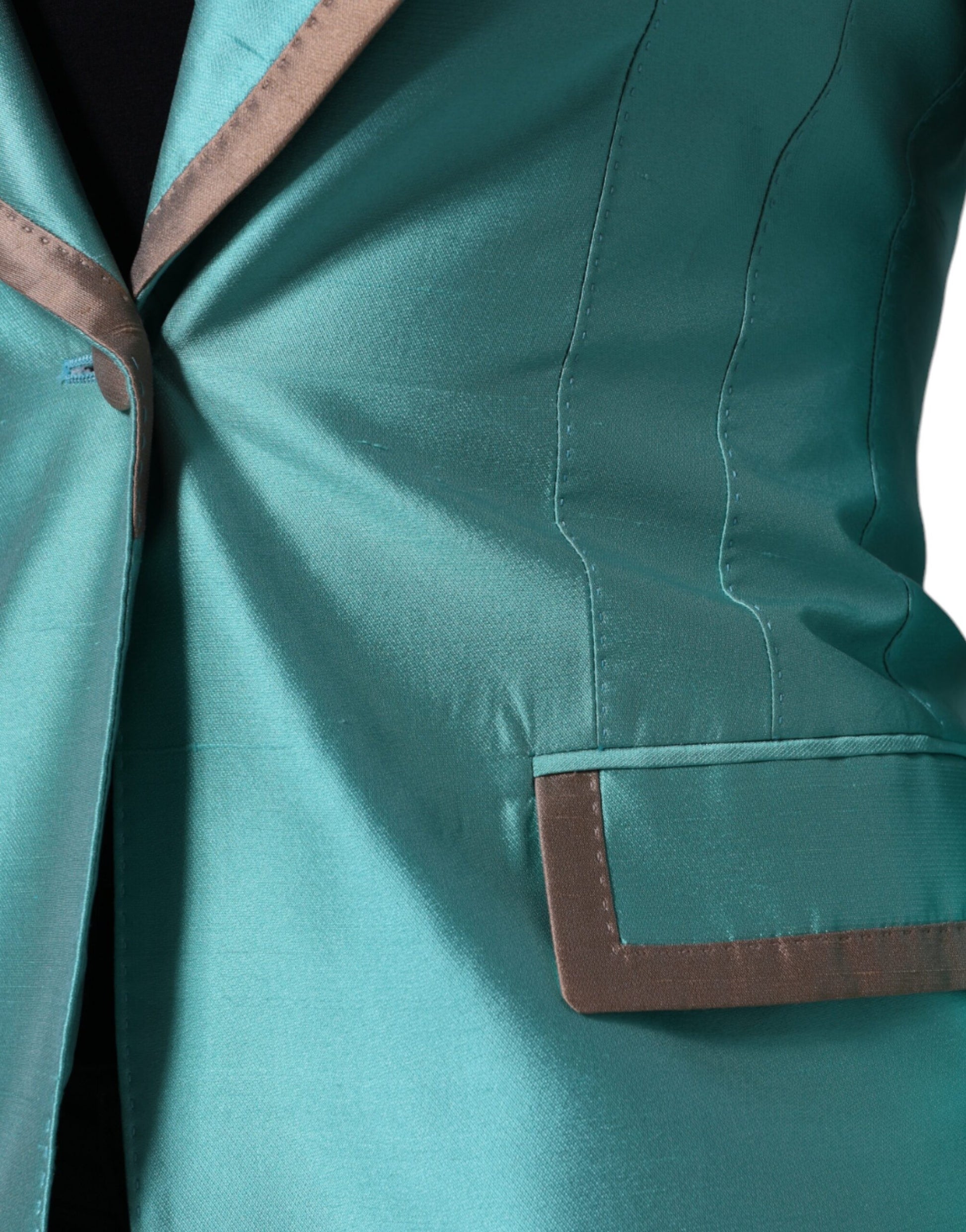 Einreihige Blazerjacke in Metallic-Grün