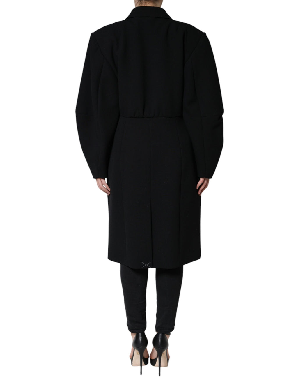 Schwarze zweireihige Trenchcoat-Jacke
