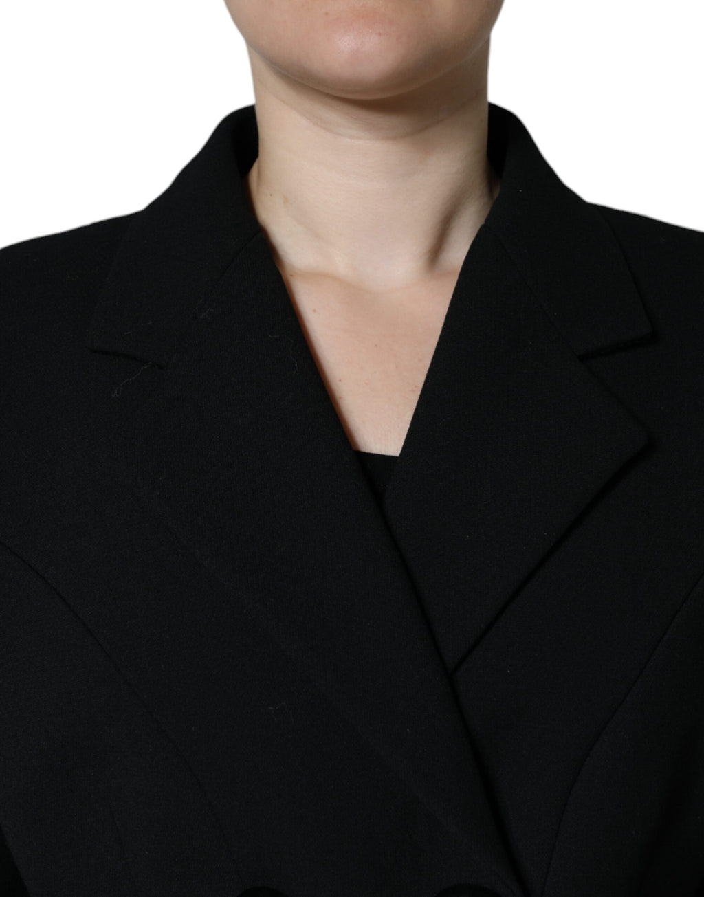 Schwarze zweireihige Trenchcoat-Jacke