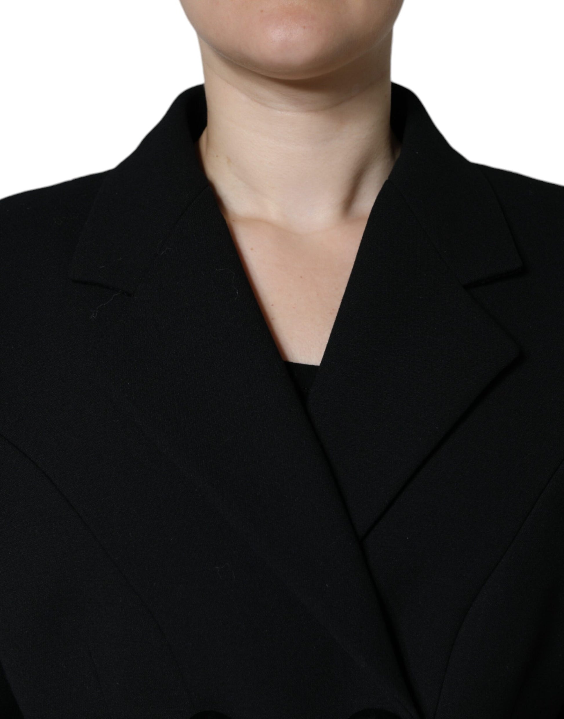 Schwarze zweireihige Trenchcoat-Jacke