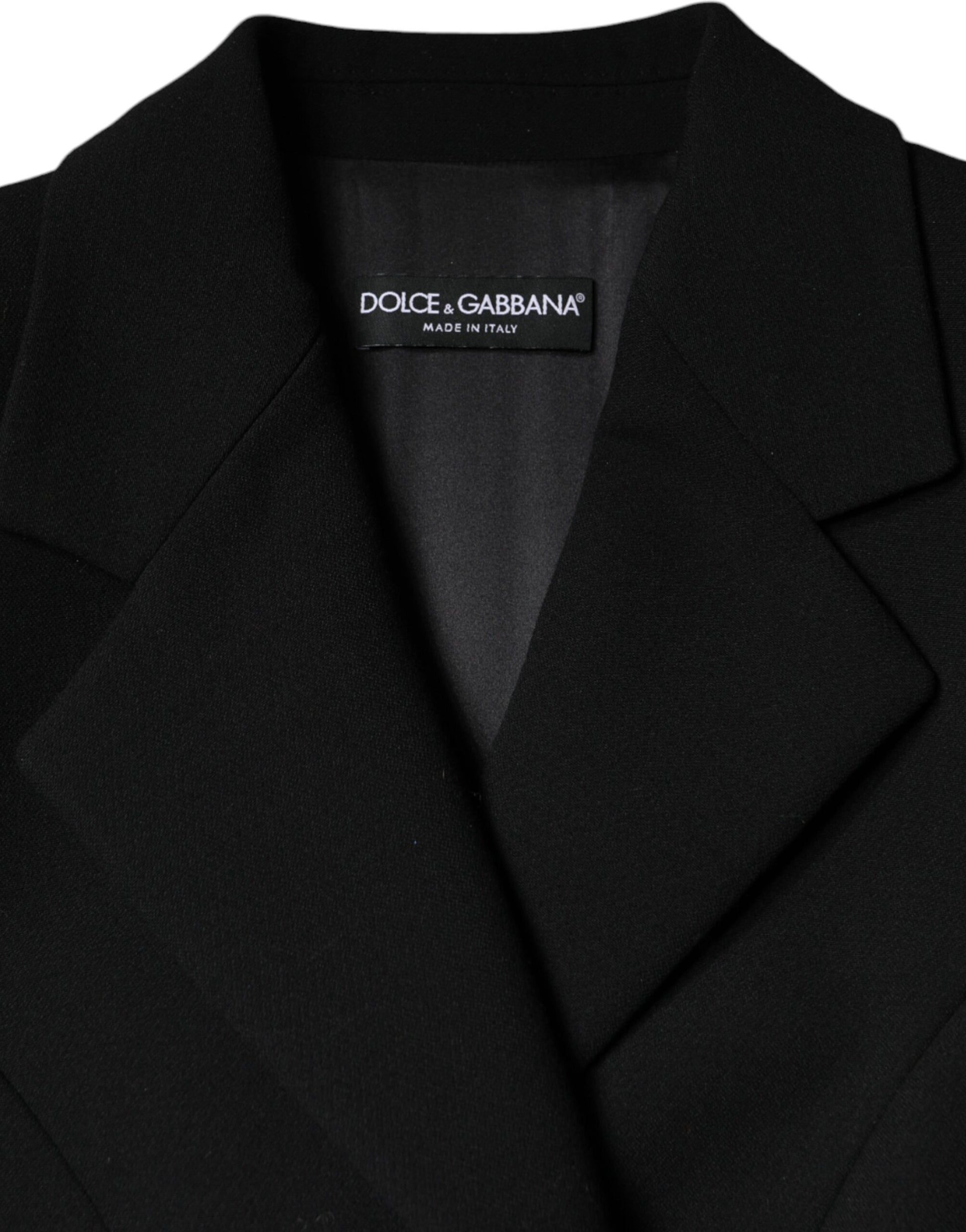 Schwarze zweireihige Trenchcoat-Jacke