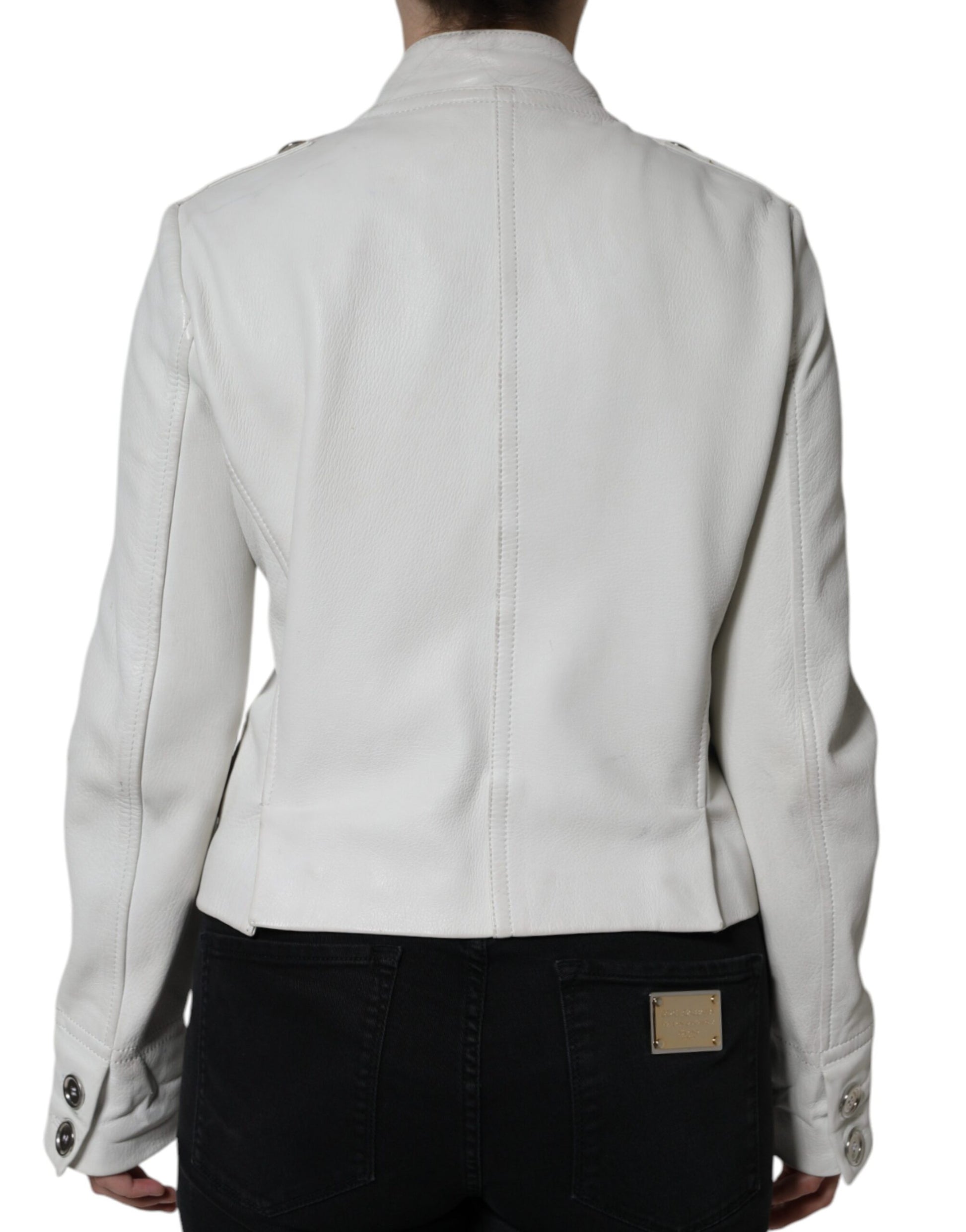 Weiße zweireihige Blazer-Manteljacke