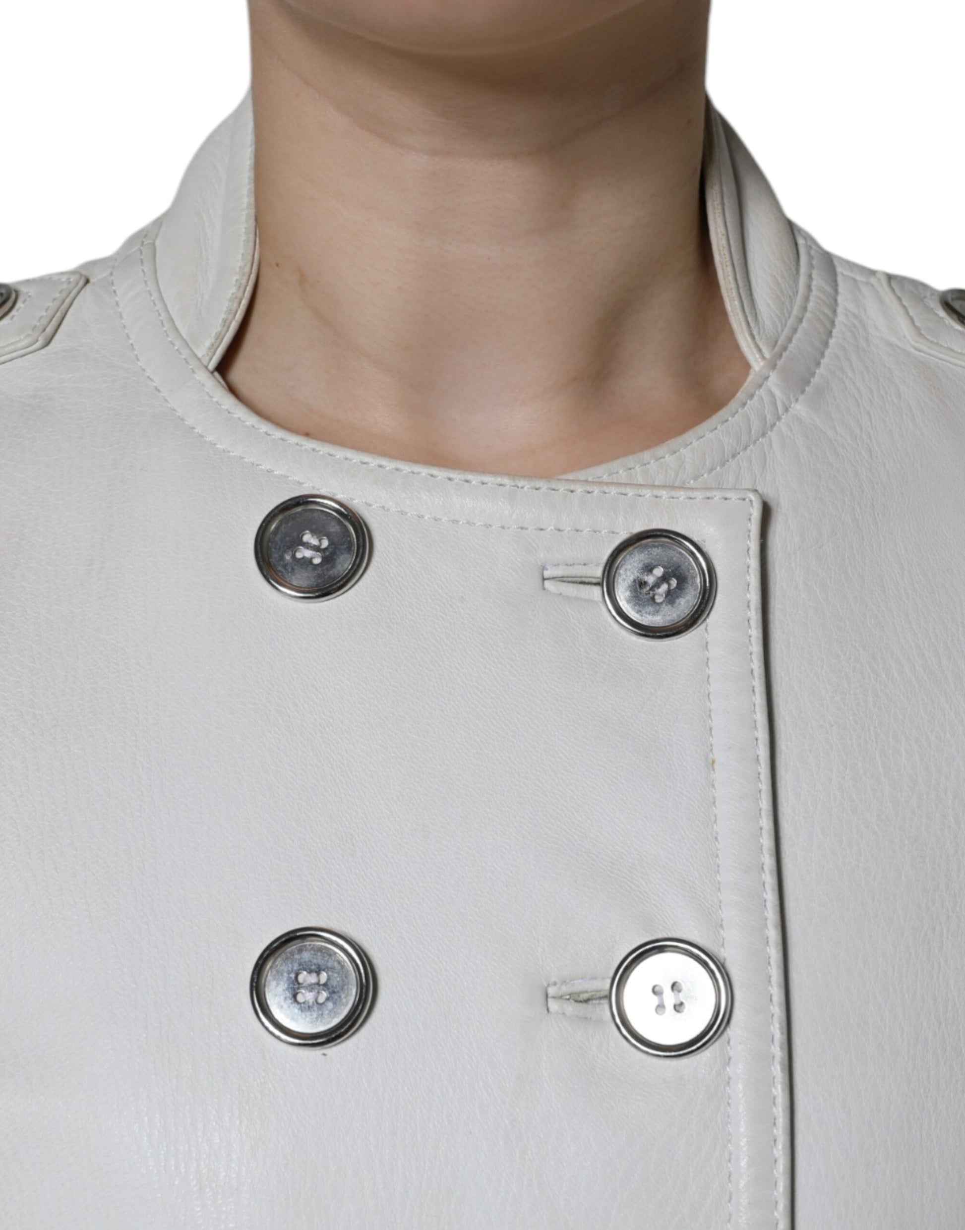 Weiße zweireihige Blazer-Manteljacke