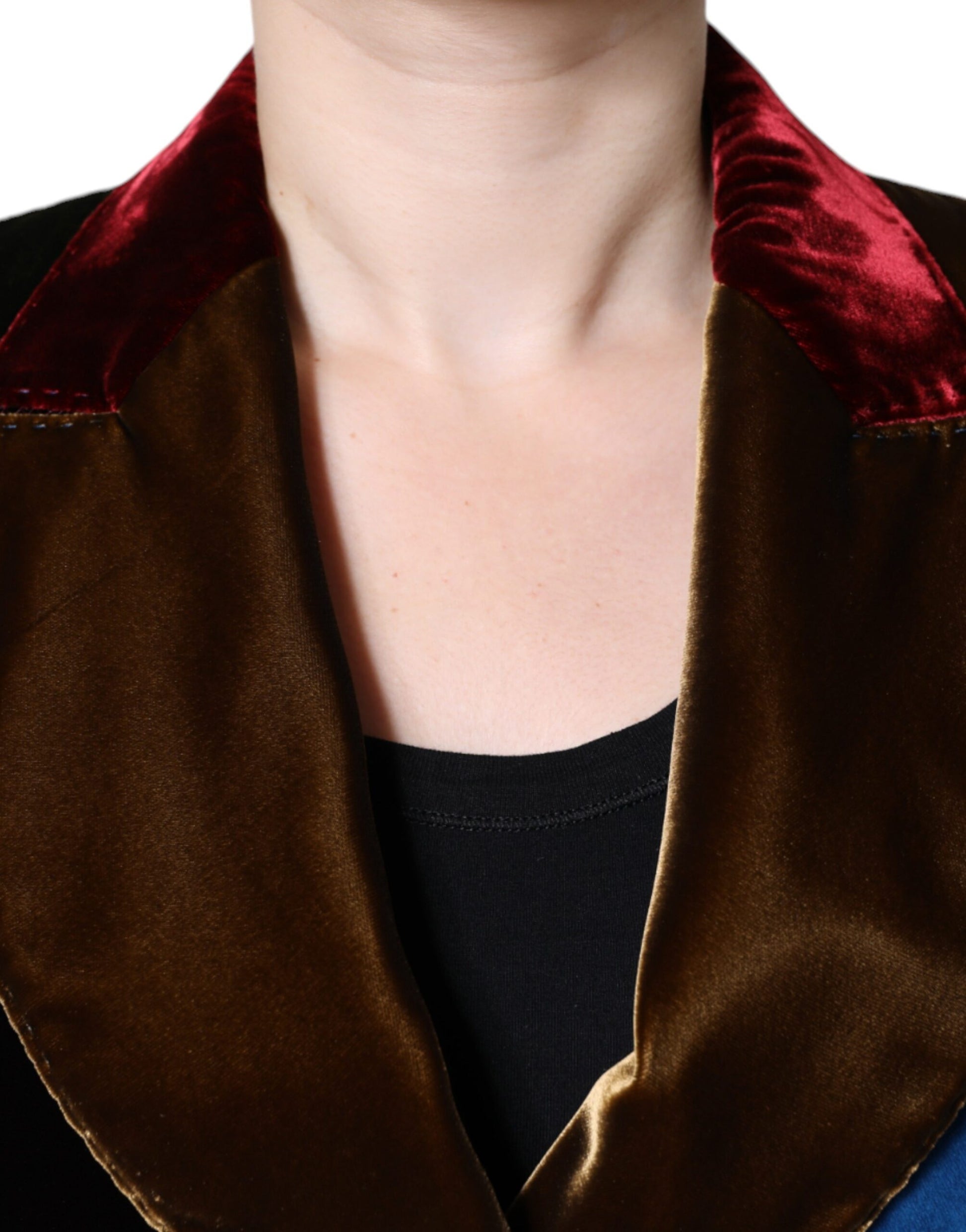 Mehrfarbige zweireihige Patchwork-Blazerjacke