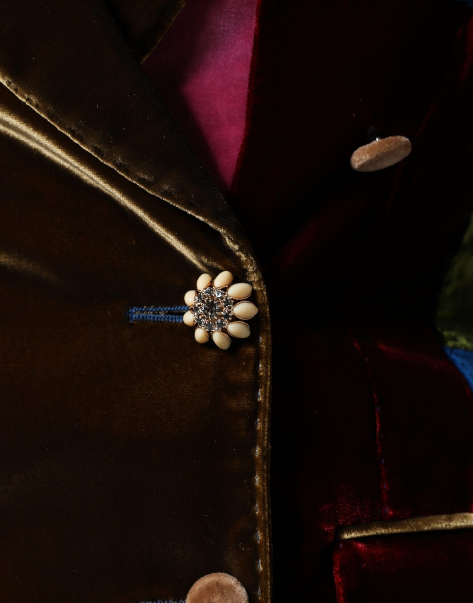 Mehrfarbige zweireihige Patchwork-Blazerjacke
