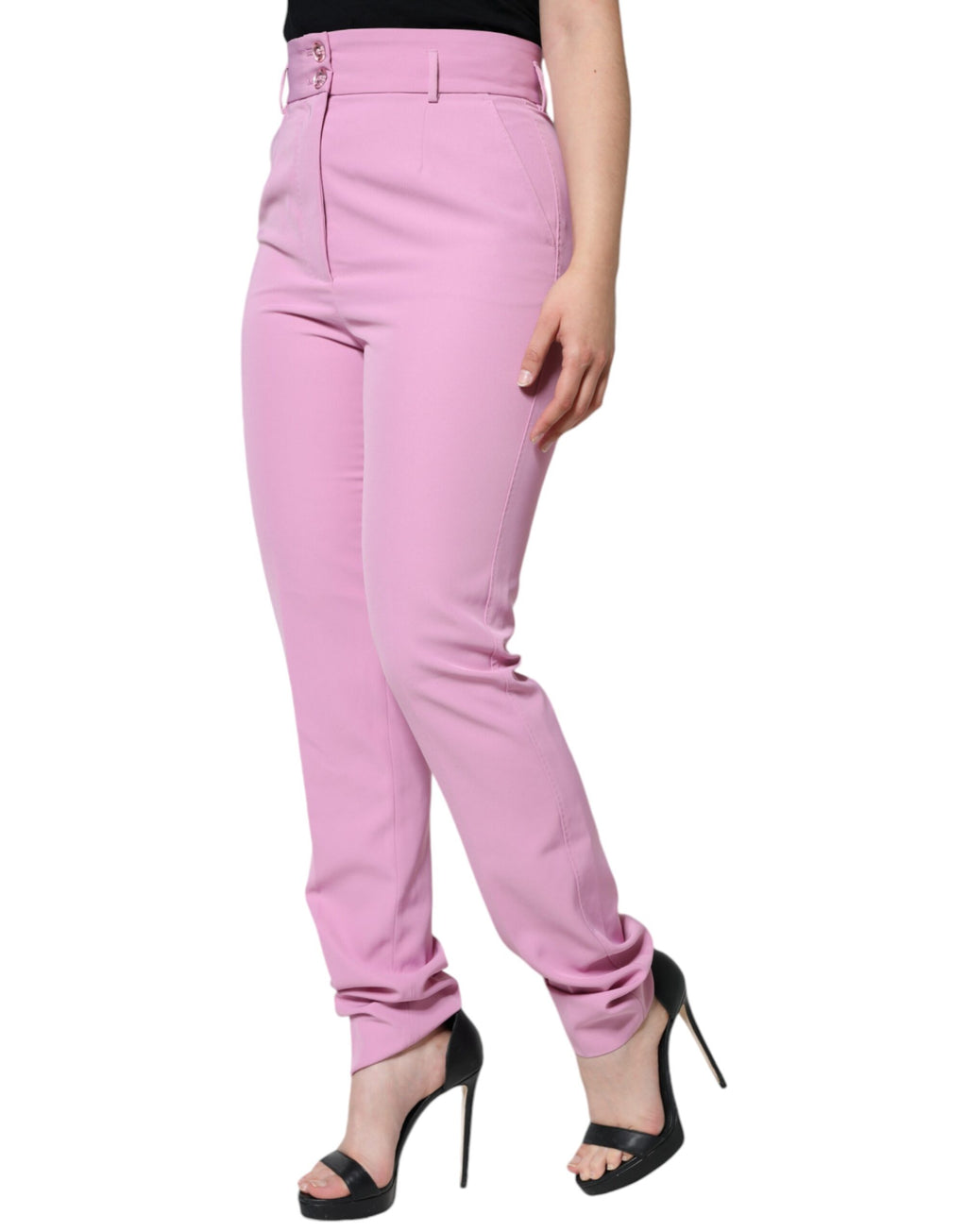 Rosa Polyester High Waist Tapered Damenhose