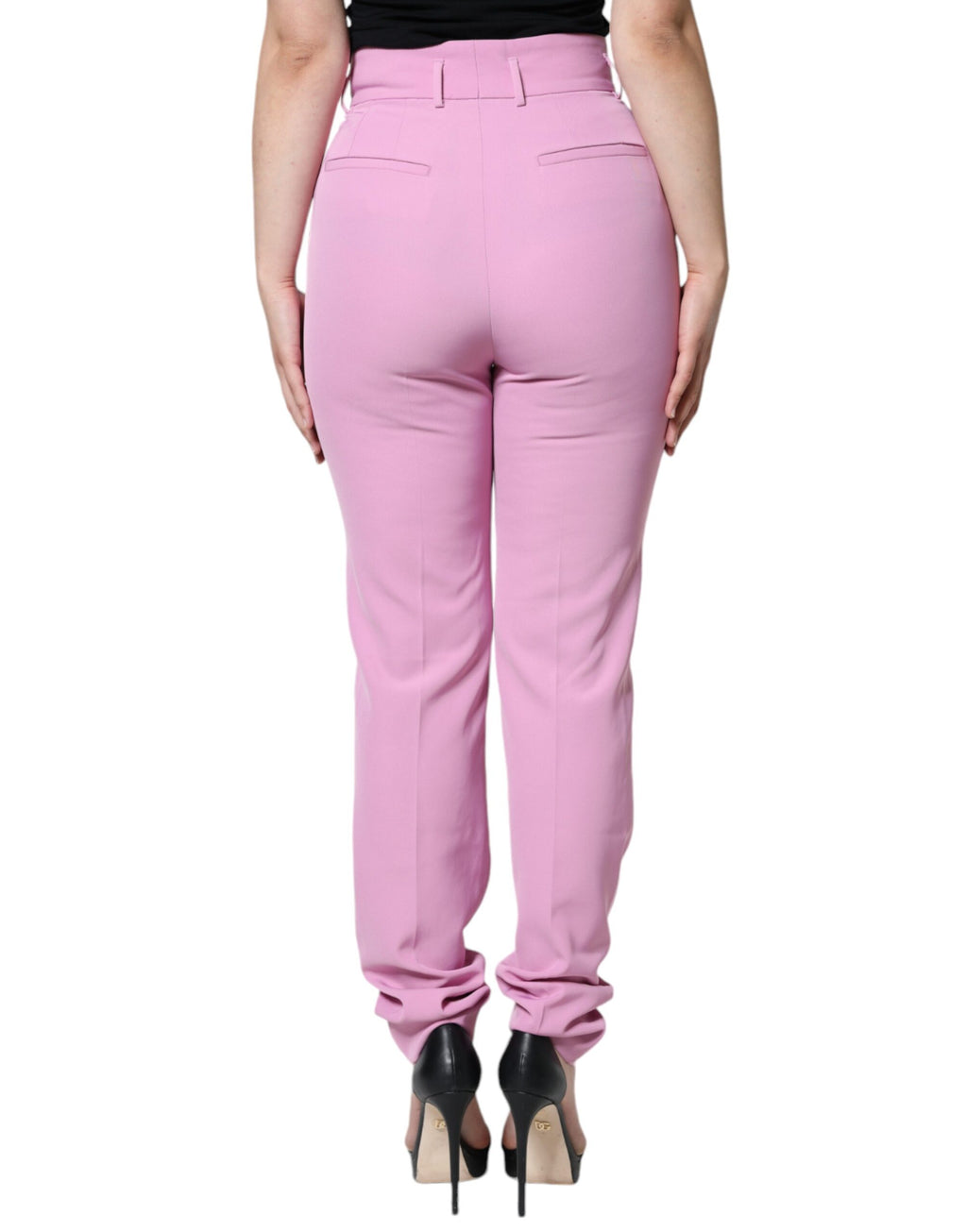 Rosa Polyester High Waist Tapered Damenhose