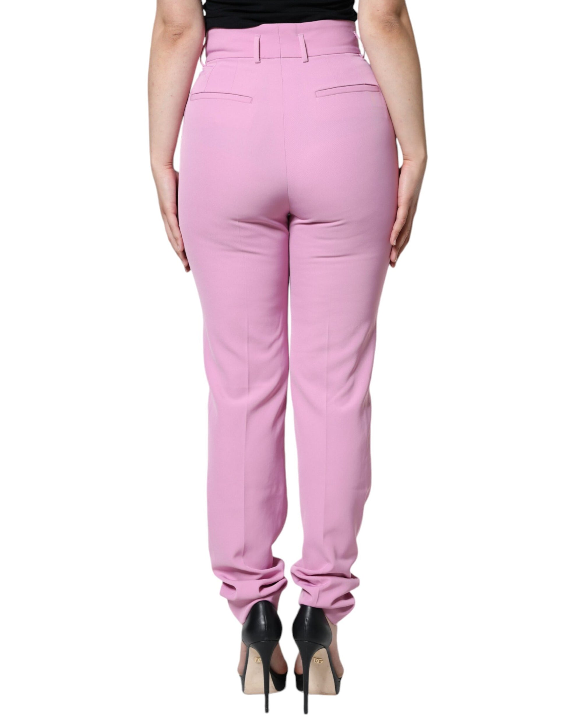 Rosa Polyester High Waist Tapered Damenhose